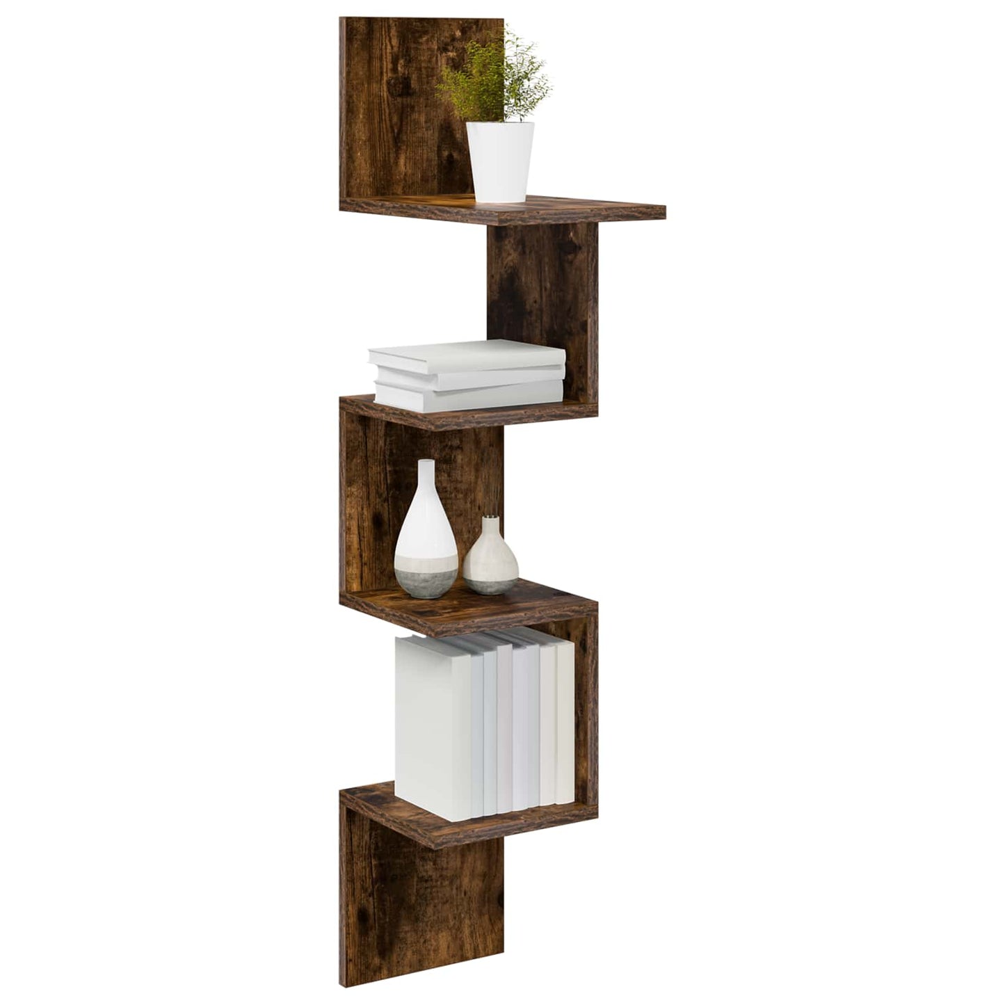 Vegghylle Veggmontert Brun 32 x 21 x 107 cm Konstruert tre