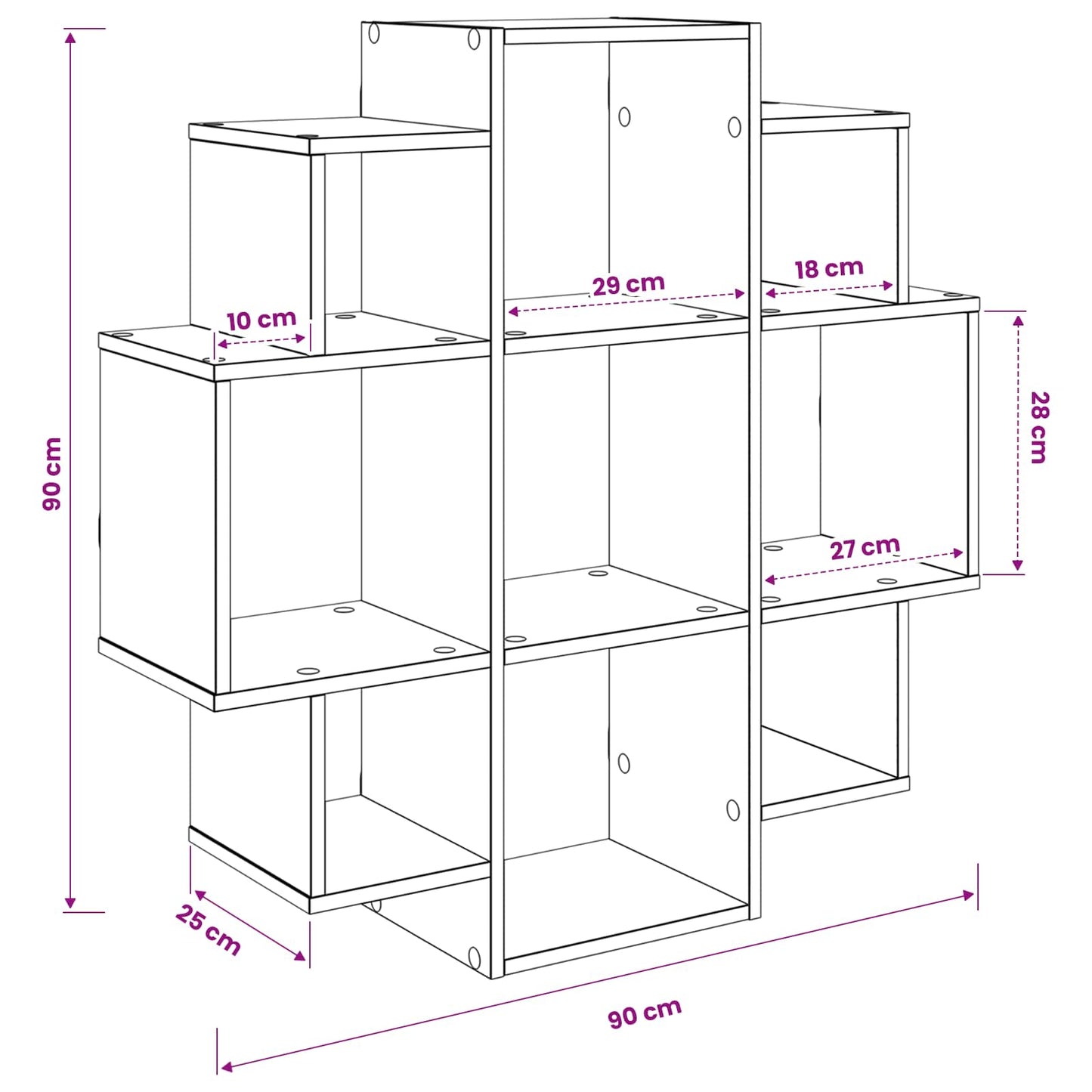 Vegghylle Gammelt tre 90 x 25 x 90 cm Konstruert tre