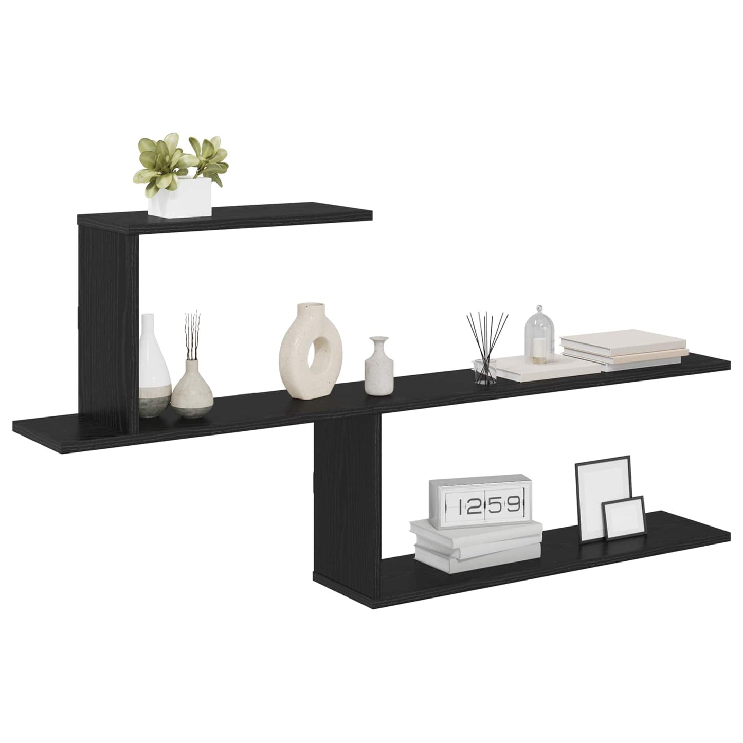 Vegghylle Svart eik 122 x 18 x 60 cm Konstruert tre