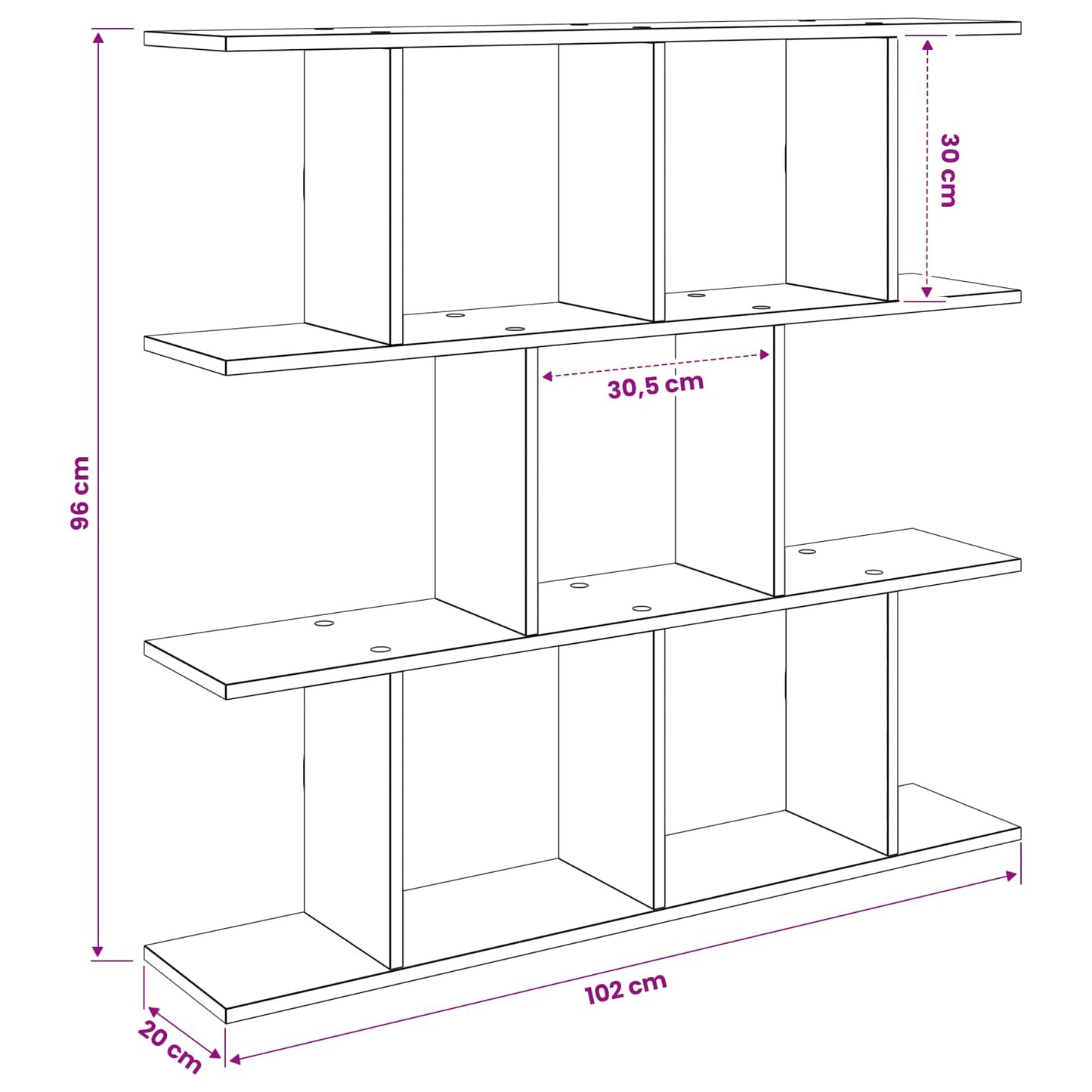 Vegghylle Gammelt tre 102 x 20 x 96 cm Konstruert tre