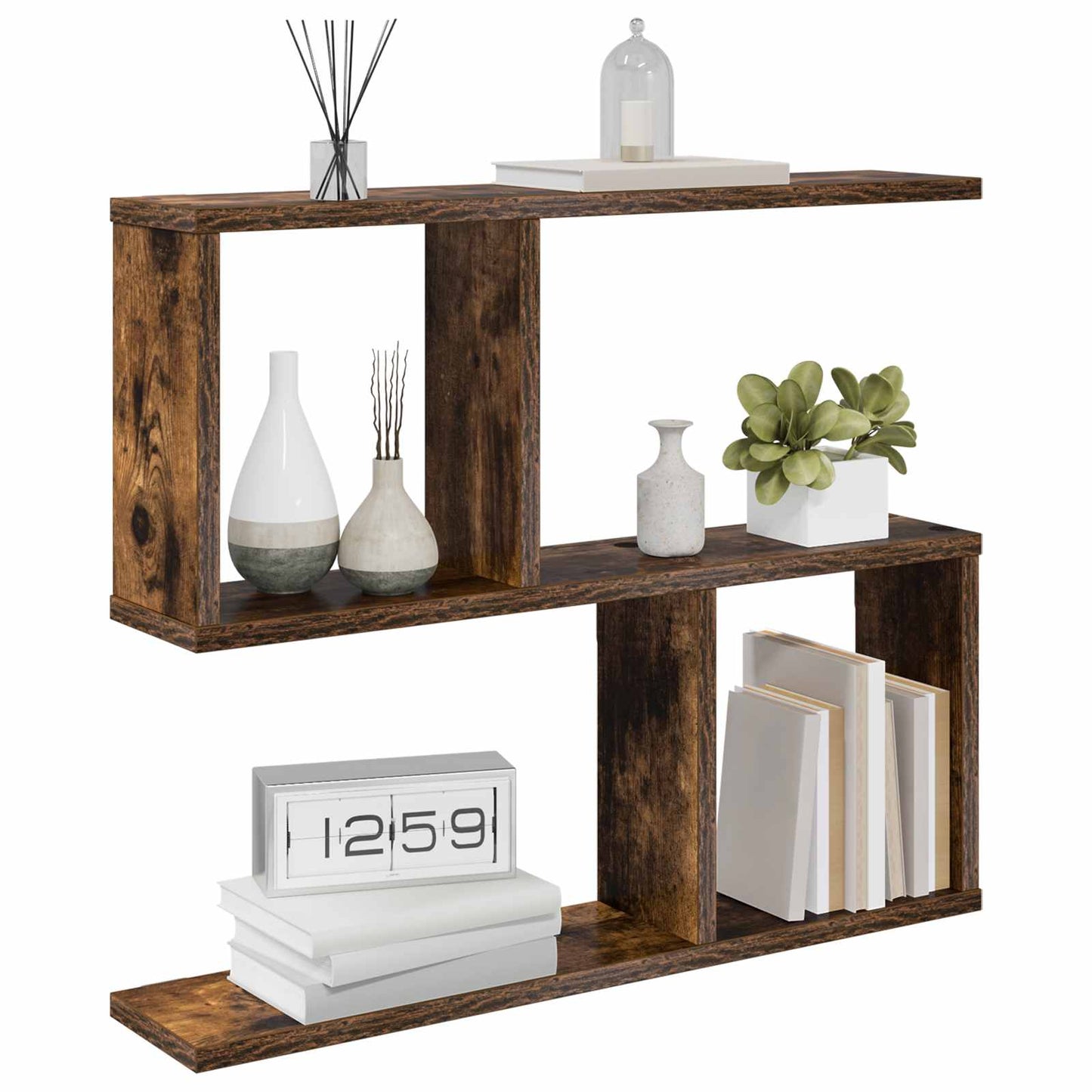 Vegghylle Røkt Eik 60 x 12 x 50,5 cm Konstruert tre