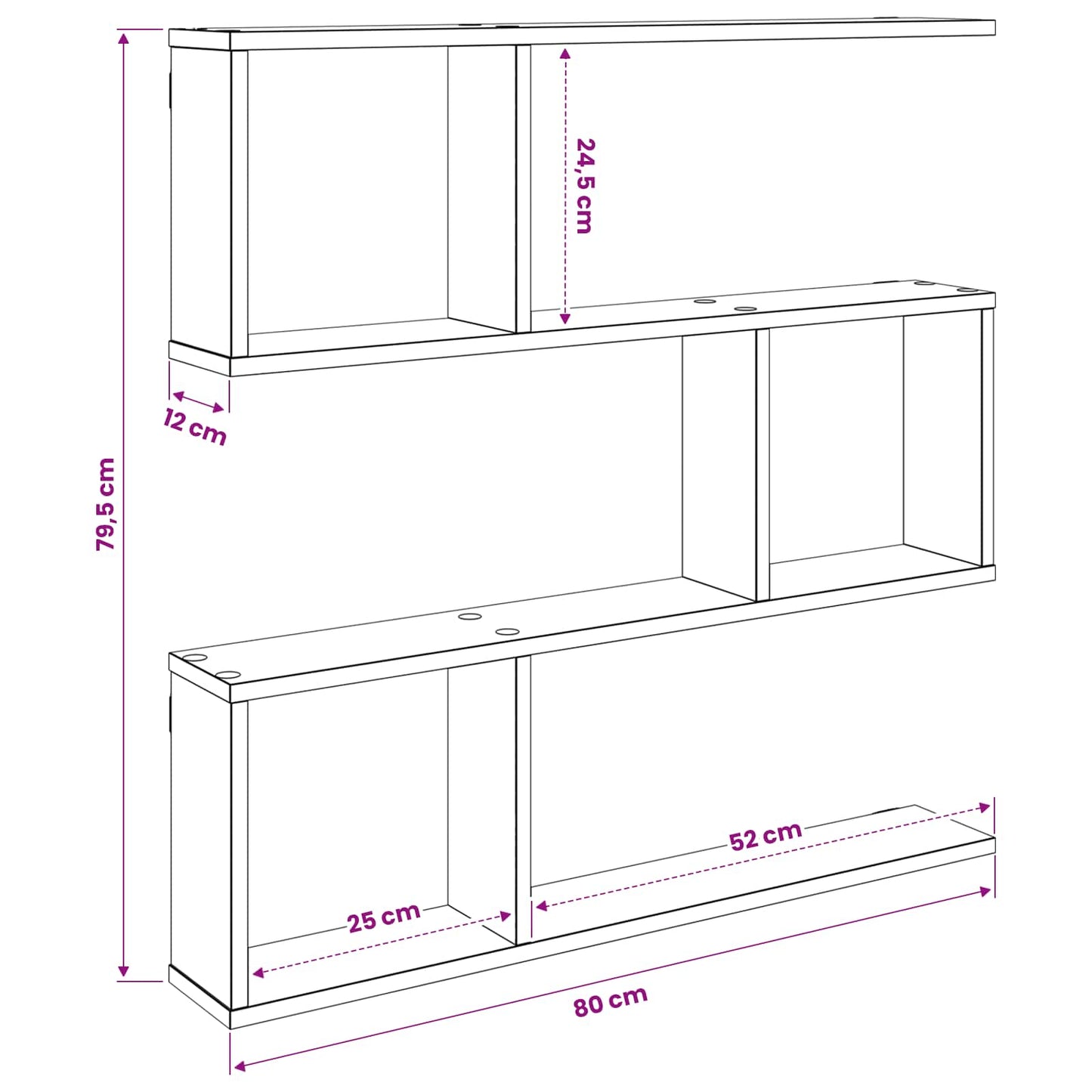 Vegghylle Sonoma eik 80 x 12 x 79,5 cm Konstruert tre
