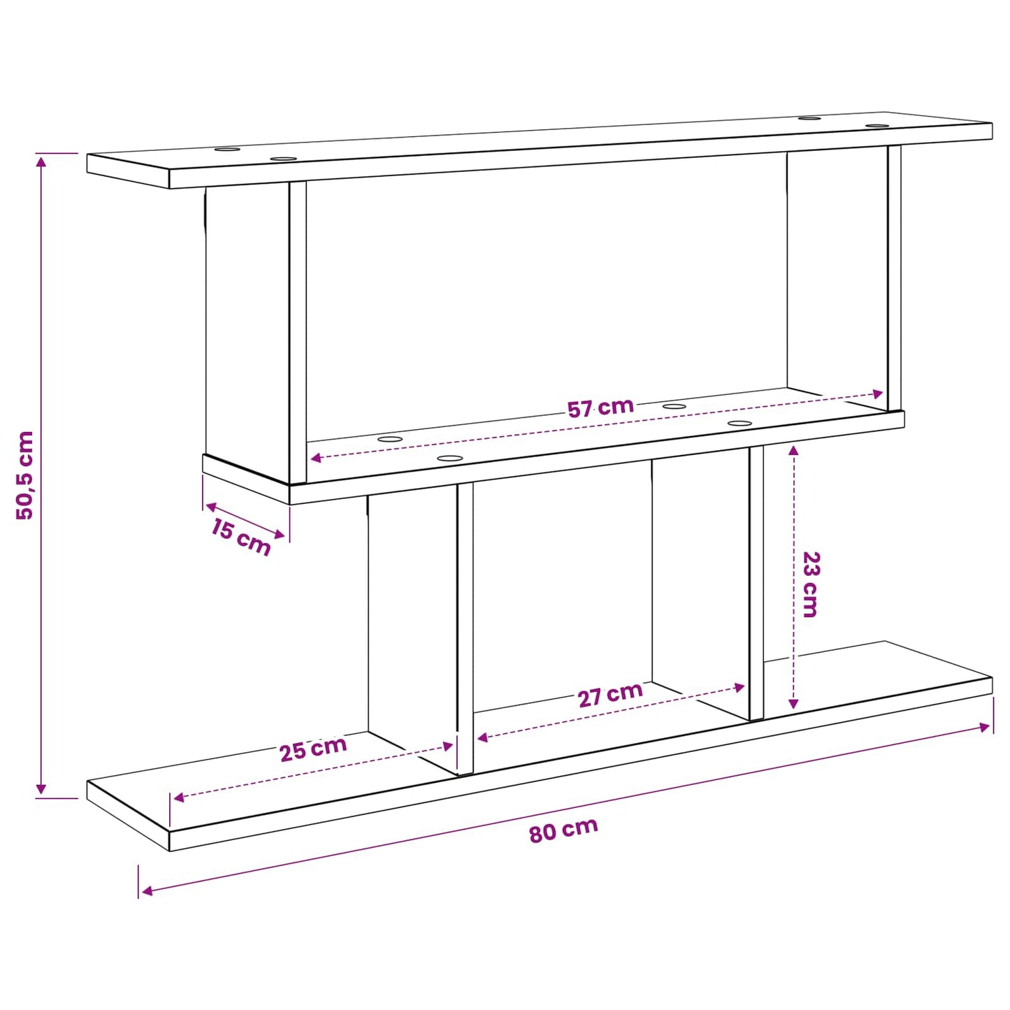 Vegghylle Svart eik 80 x 15 x 50,5 cm Konstruert tre