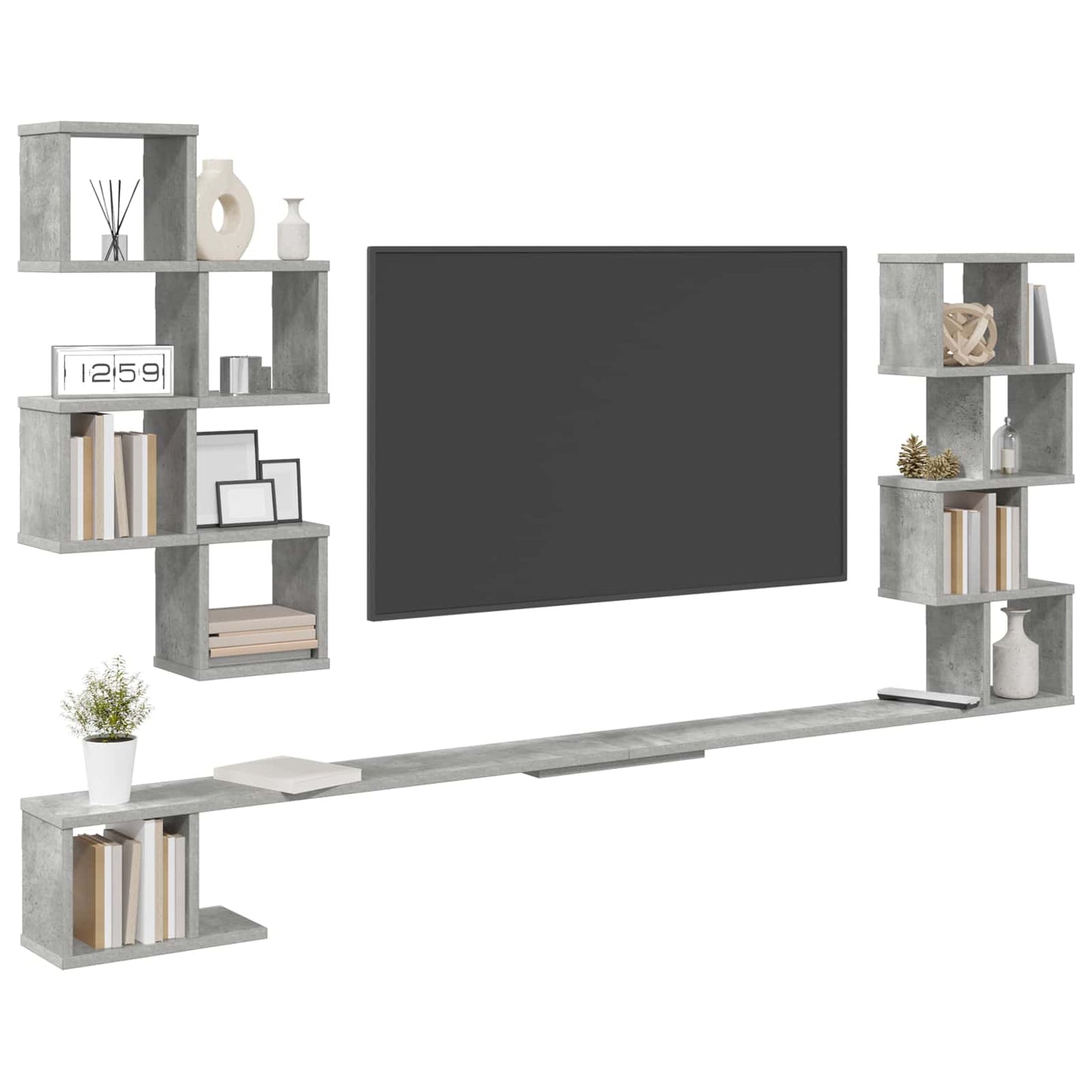 Vegghengt TV-hylle Betonggrå 160 x 15 x 94 cm Konstruert tre