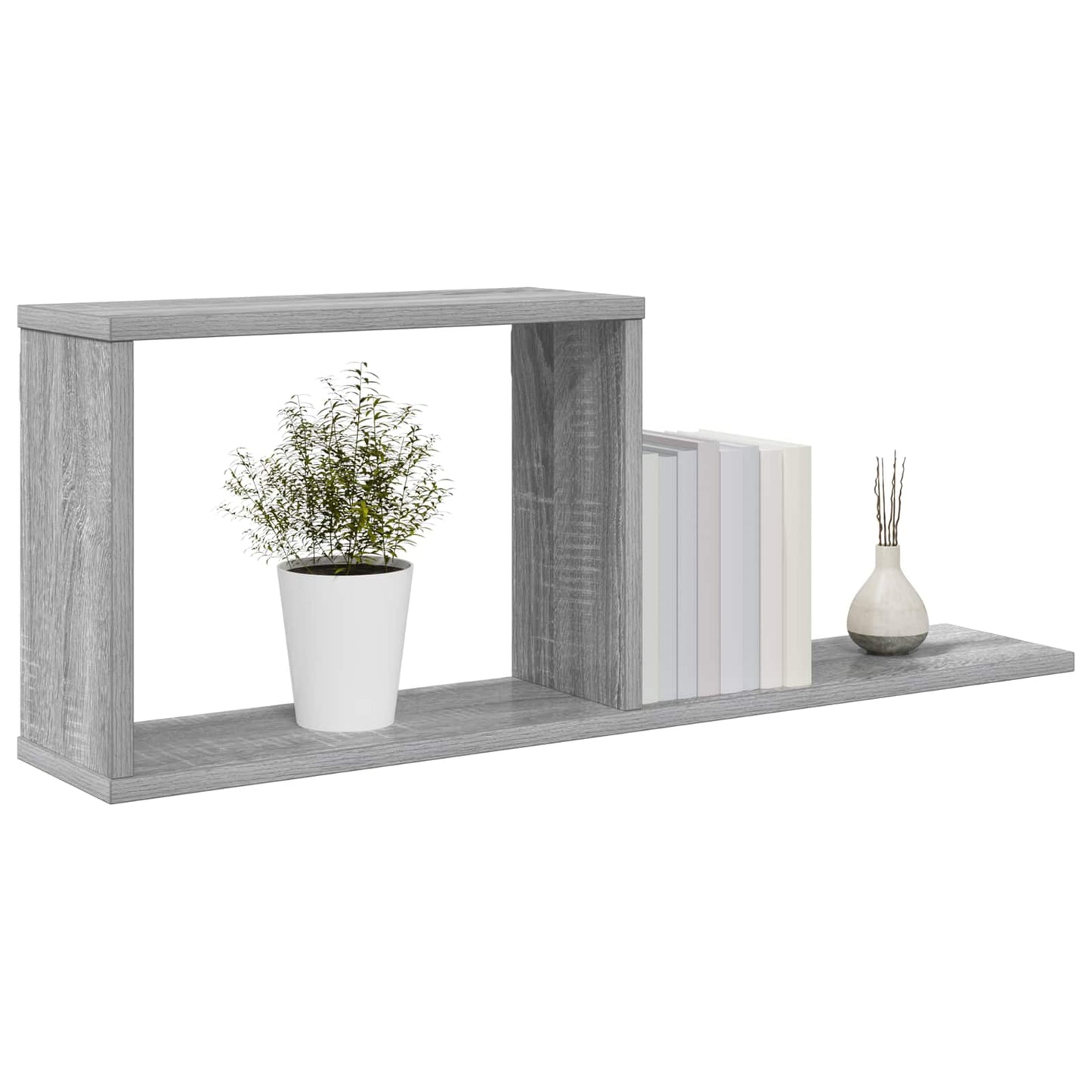 Flytende hyller 2 pcs Grå Sonoma 80 x 15 x 30 cm Konstruert tre