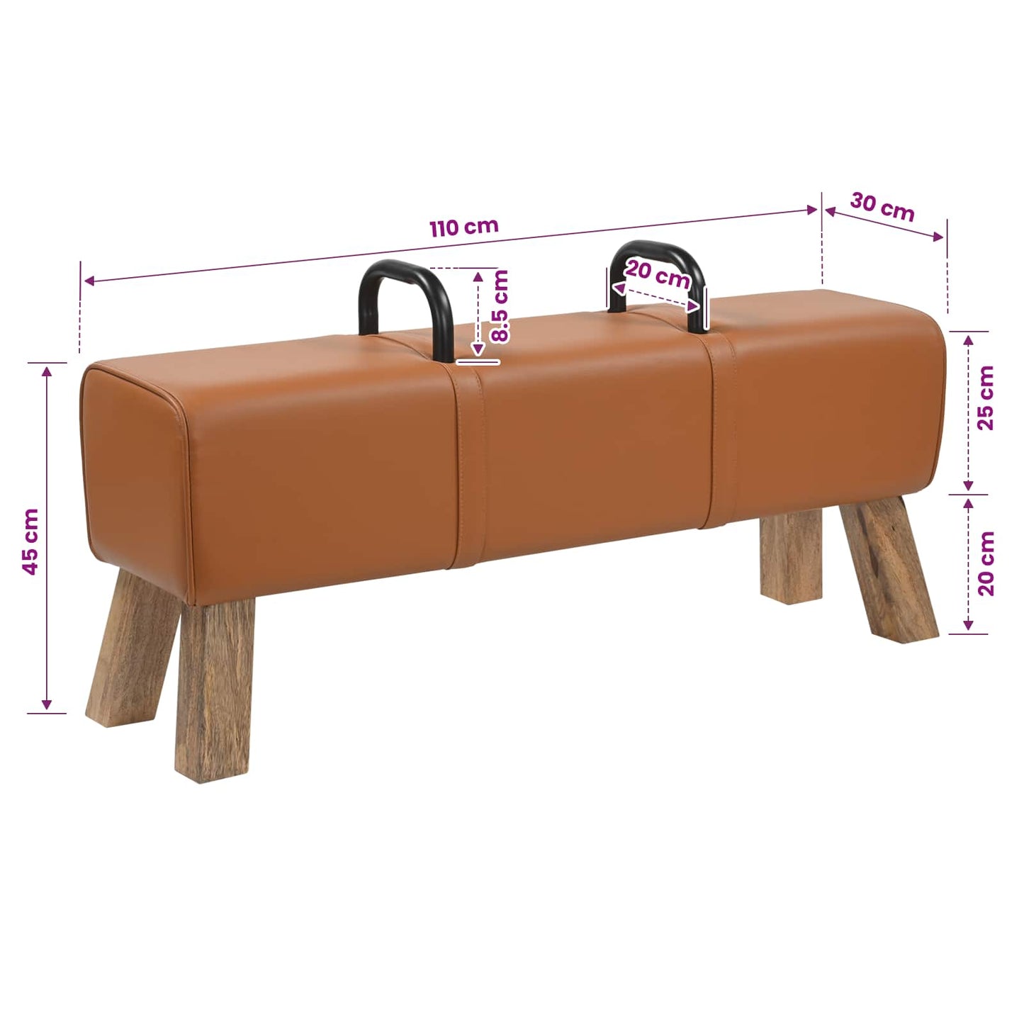 benk Brun 110 x 30 x 45 cm Ekte Lær