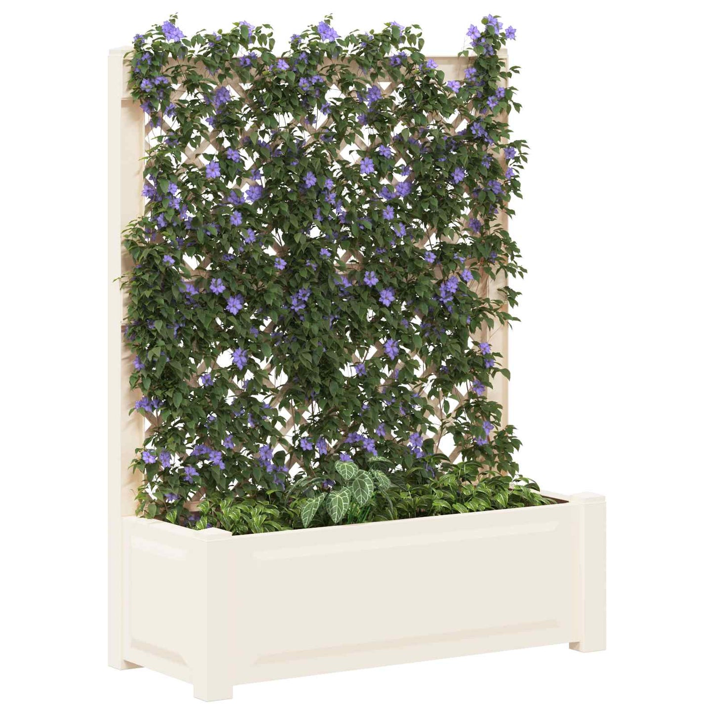 Stor plantekasse med espalier Hvit 99,5 x 43 x 133,5 cm PP