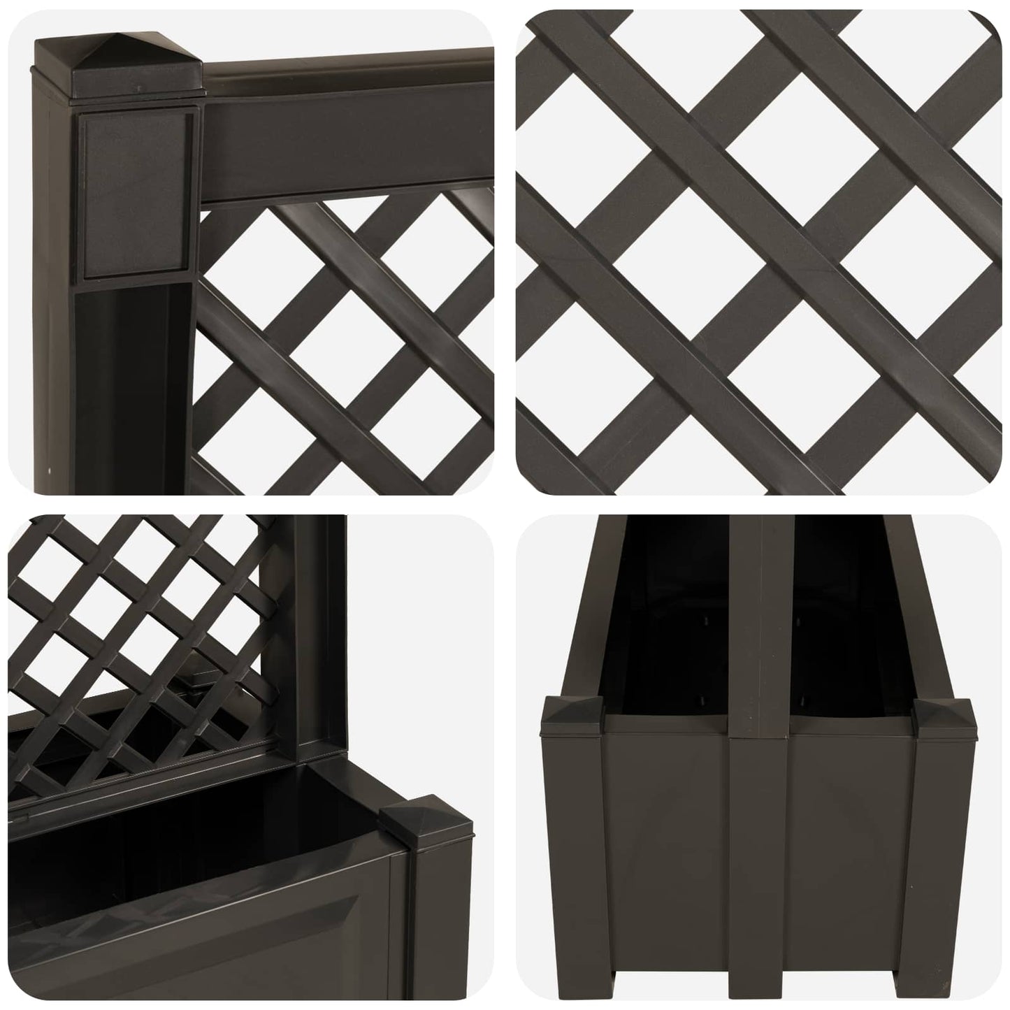 Stor plantekasse med espalier Antrasitt 99,5 x 43 x 133,5 PP