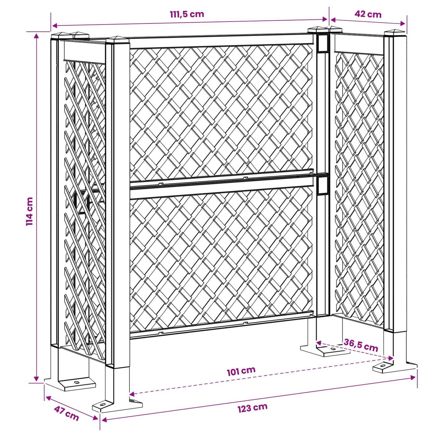 Søppelbøtte espalier Antrasitt 123 x 47 x 114 cm PP