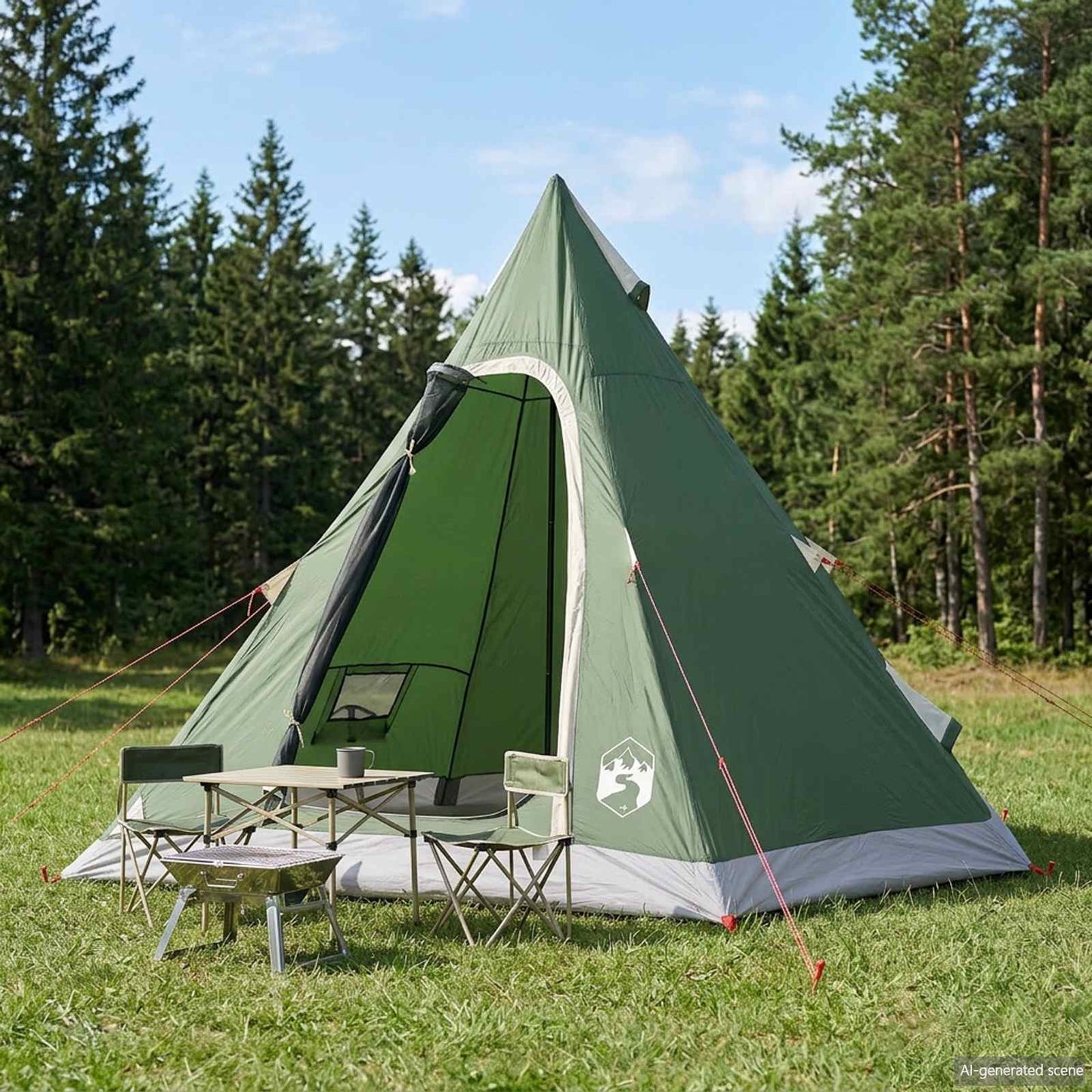 3 person Grønn 185T Polyester med PU Belegg