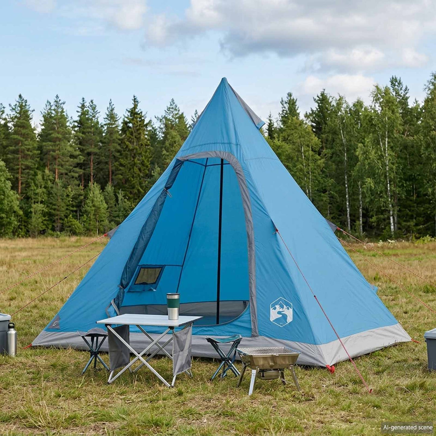 3 person Blå 185T Polyester med PU Belegg