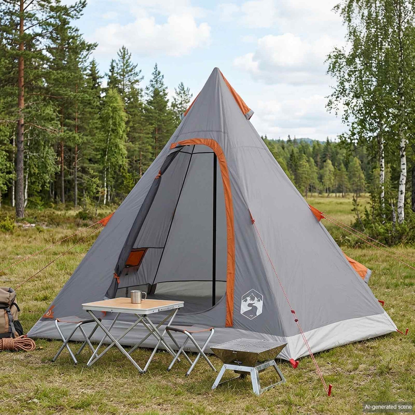 3 person Grå og Oransje 185T Polyester med PU Belegg