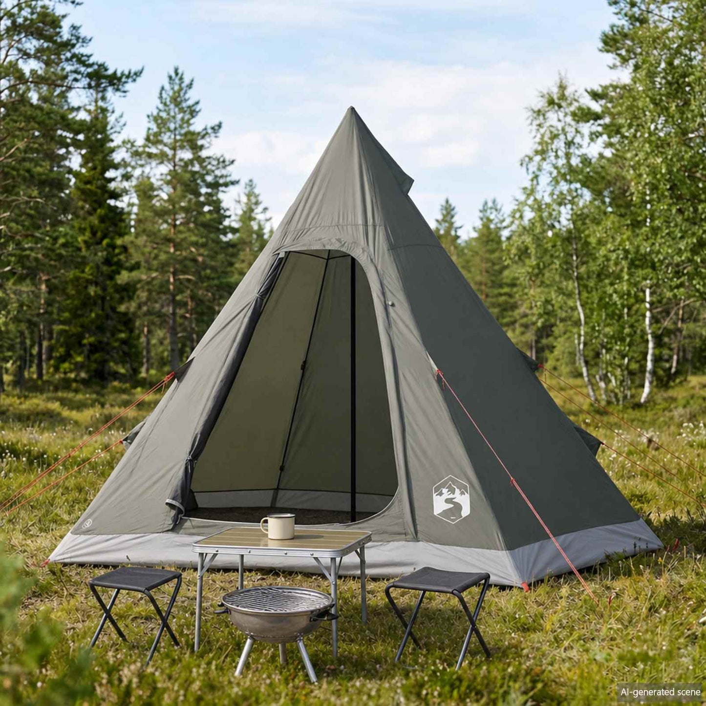 3 person Army grønn 185T Polyester med PU Belegg