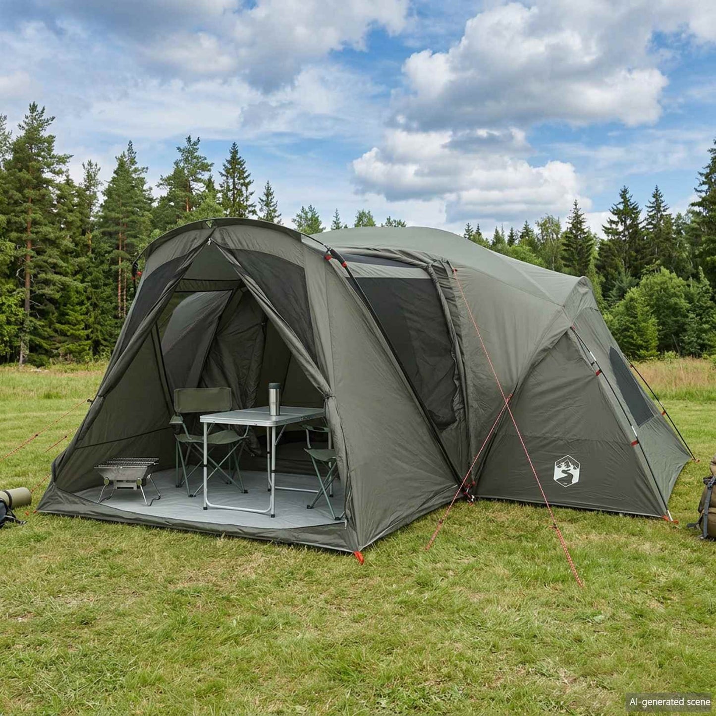 Hytte Telt med Regntrekk Vannavvisende 10 person Army grønn