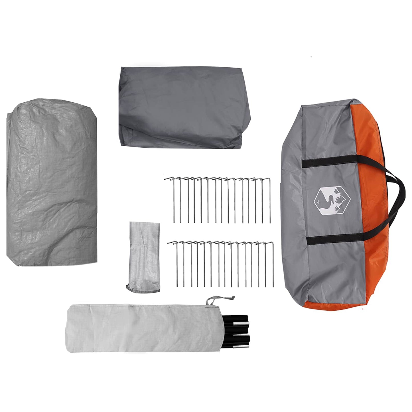 3 person Grå og Oransje 185T Polyester med PU Belegg