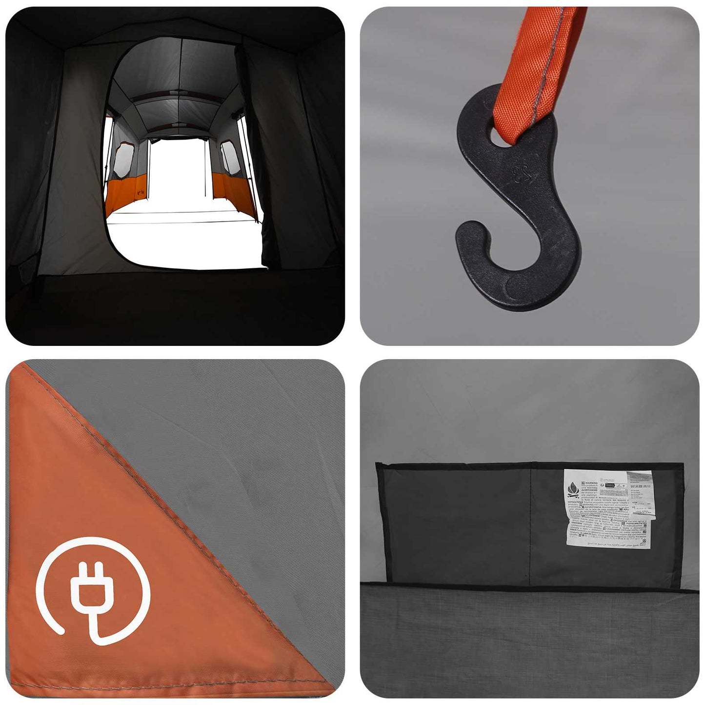 3 person Grå og Oransje 185T Polyester med PU Belegg