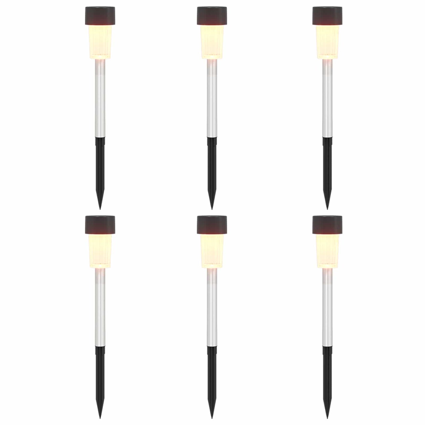 Utendørs sollys med bakkefeste 6 pcs Varmhvit 29,5 cm