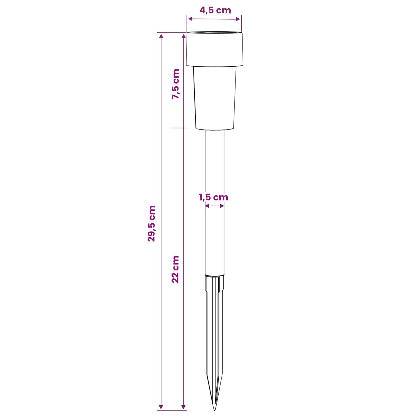 Utendørs sollys med bakkefeste 6 pcs Varmhvit 29,5 cm