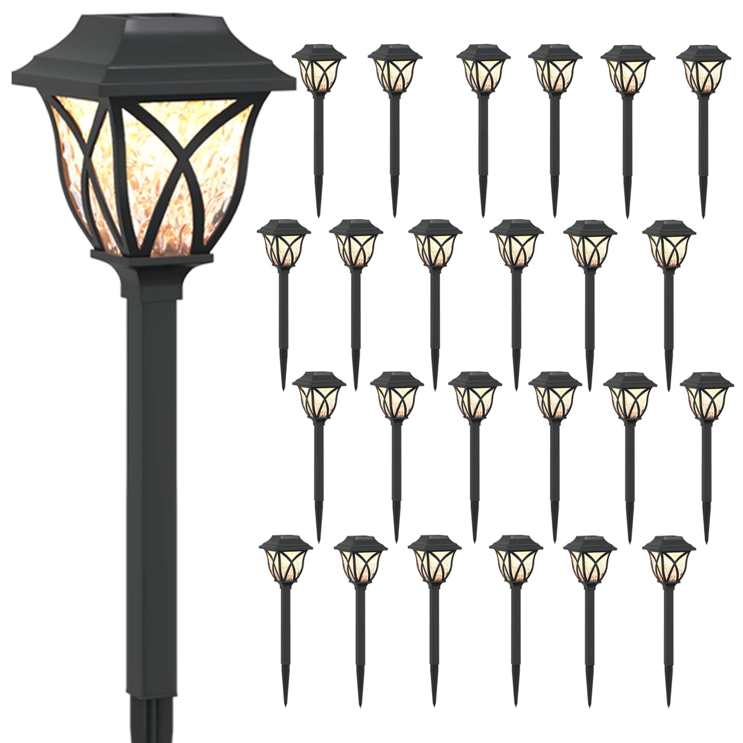 Utendørs sollys med bakkefeste 24 pcs Varmhvit 42 cm PP