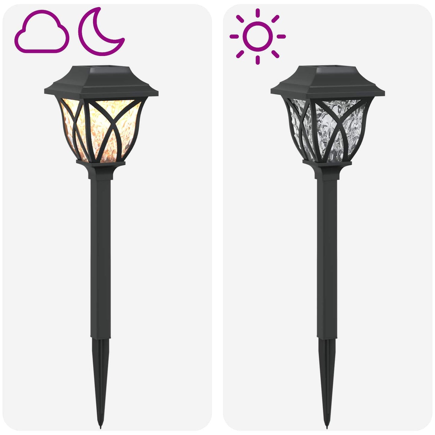 Utendørs sollys med bakkefeste 24 pcs Varmhvit 42 cm PP