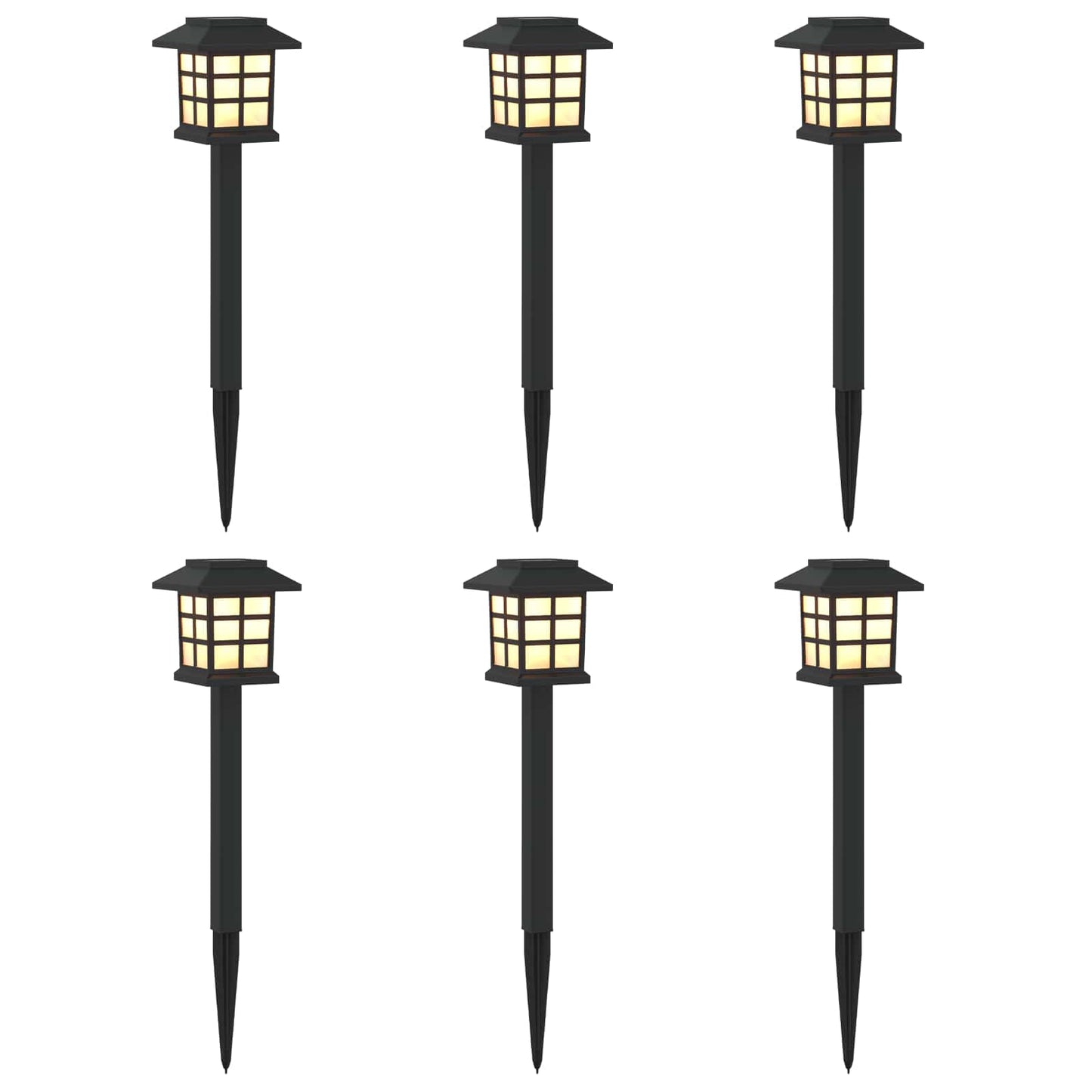 Utendørs sollys med bakkefeste 6 pcs Varmhvit 38,5 cm PP