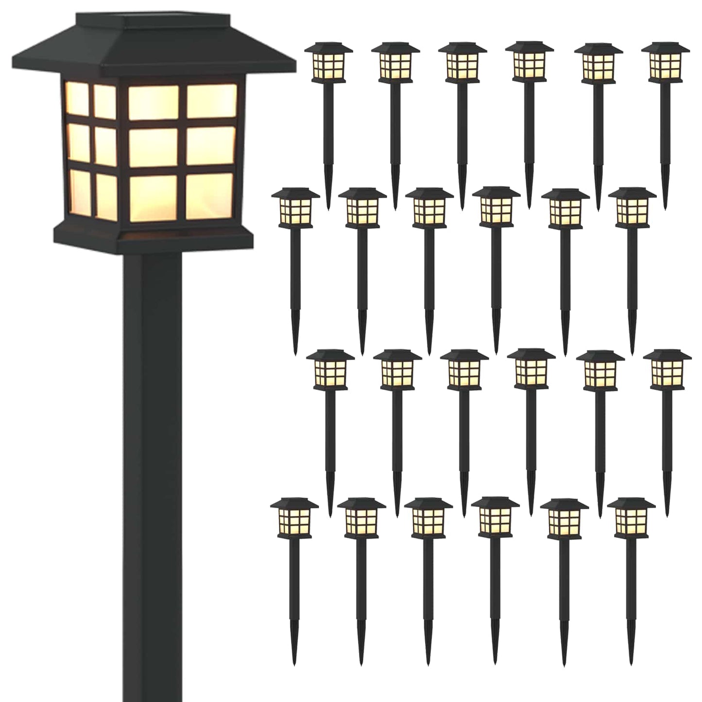 Utendørs sollys med bakkefeste 24 pcs Varmhvit 38,5 cm PP