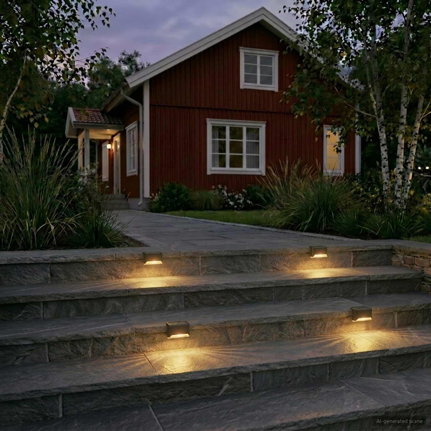 Utendørs sollys med bakkefeste 4 pcs Varmhvit 4,5 cm ABS og PS