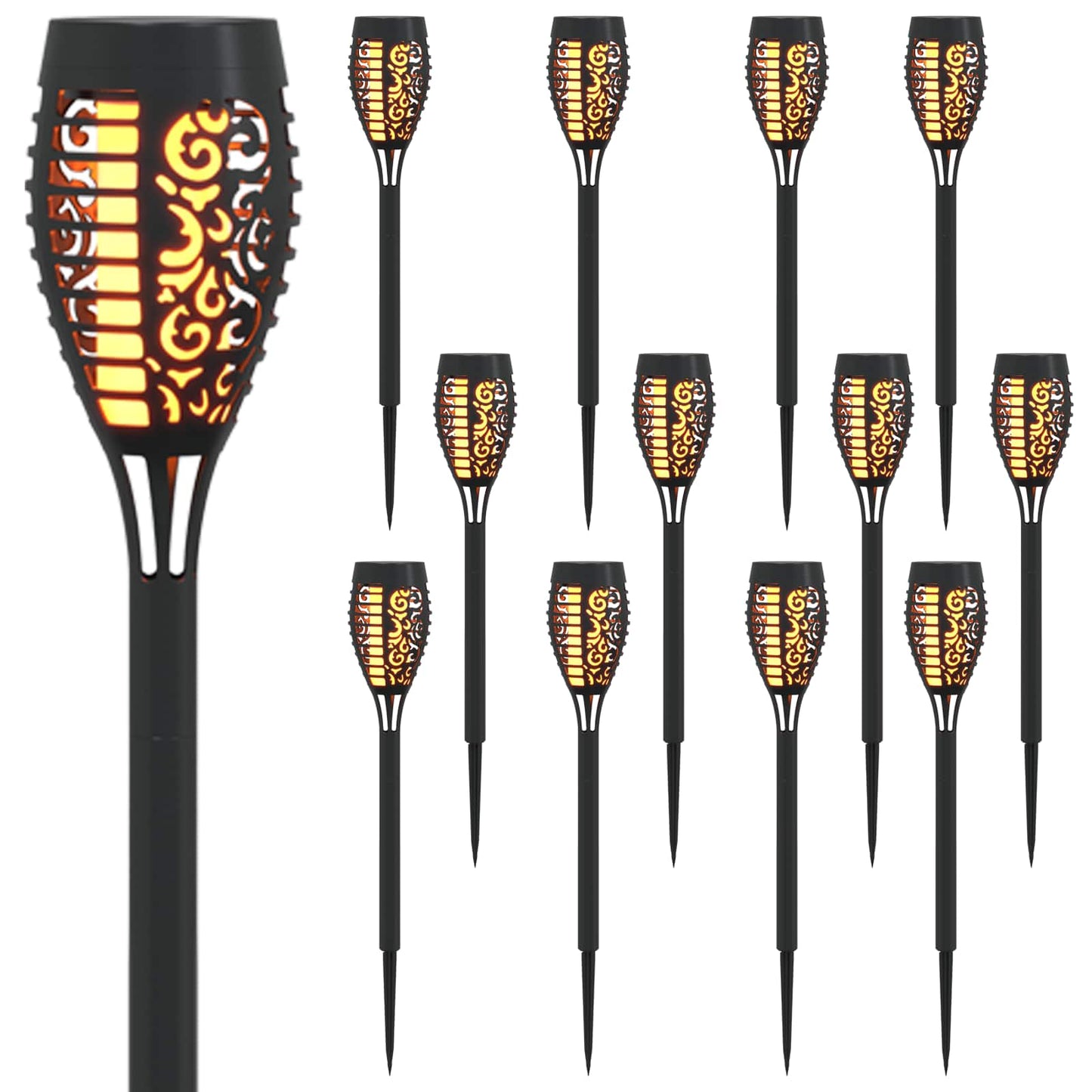 Utendørs sollys med bakkefeste 12 pcs Varmhvit 47,5 cm ABS