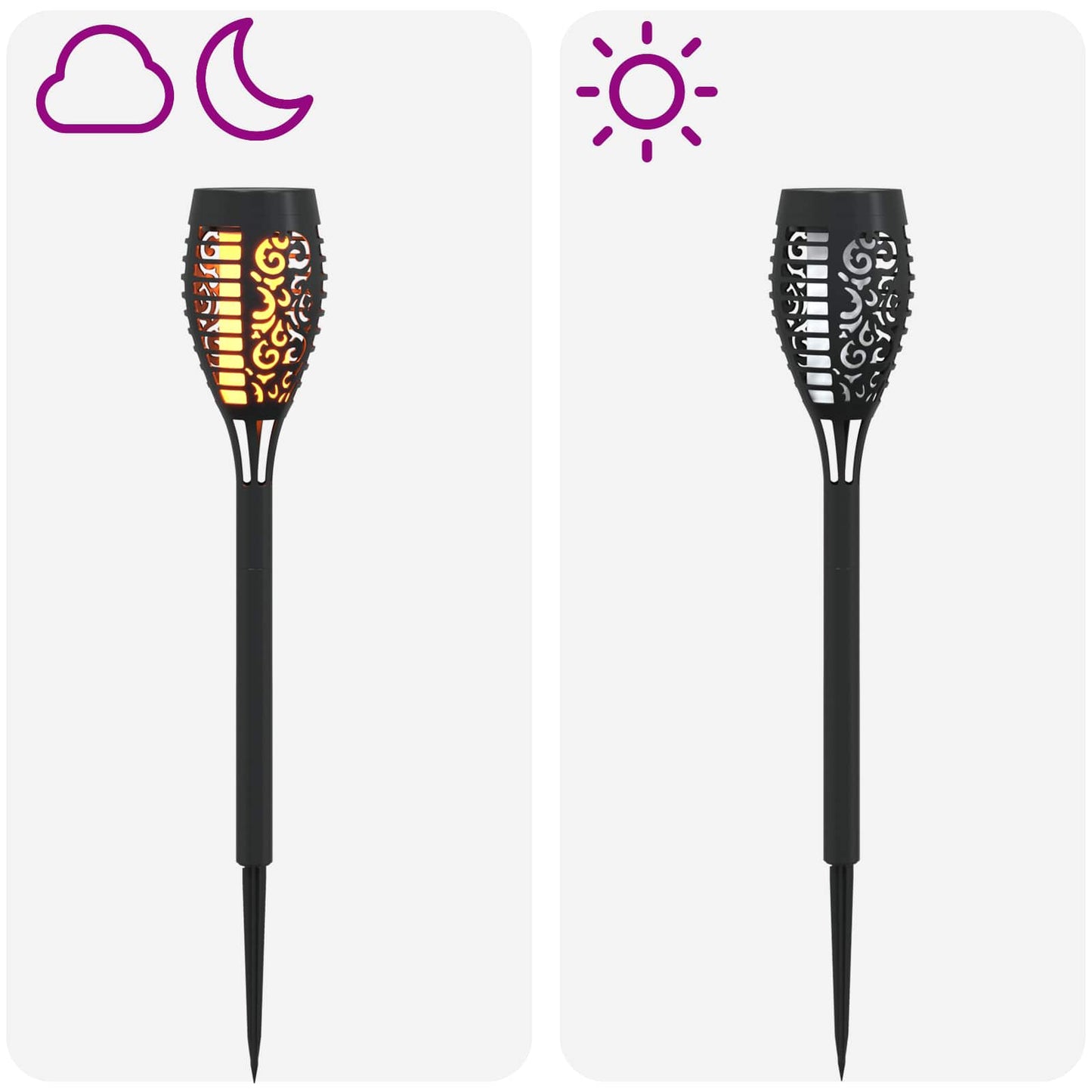 Utendørs sollys med bakkefeste 12 pcs Varmhvit 47,5 cm ABS