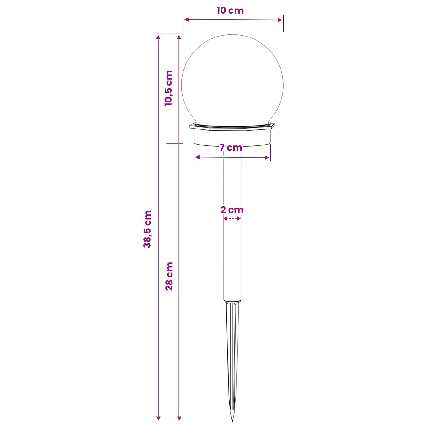 Utendørs sollys med bakkefeste 4 pcs Varmhvit 38,5 cm ABS