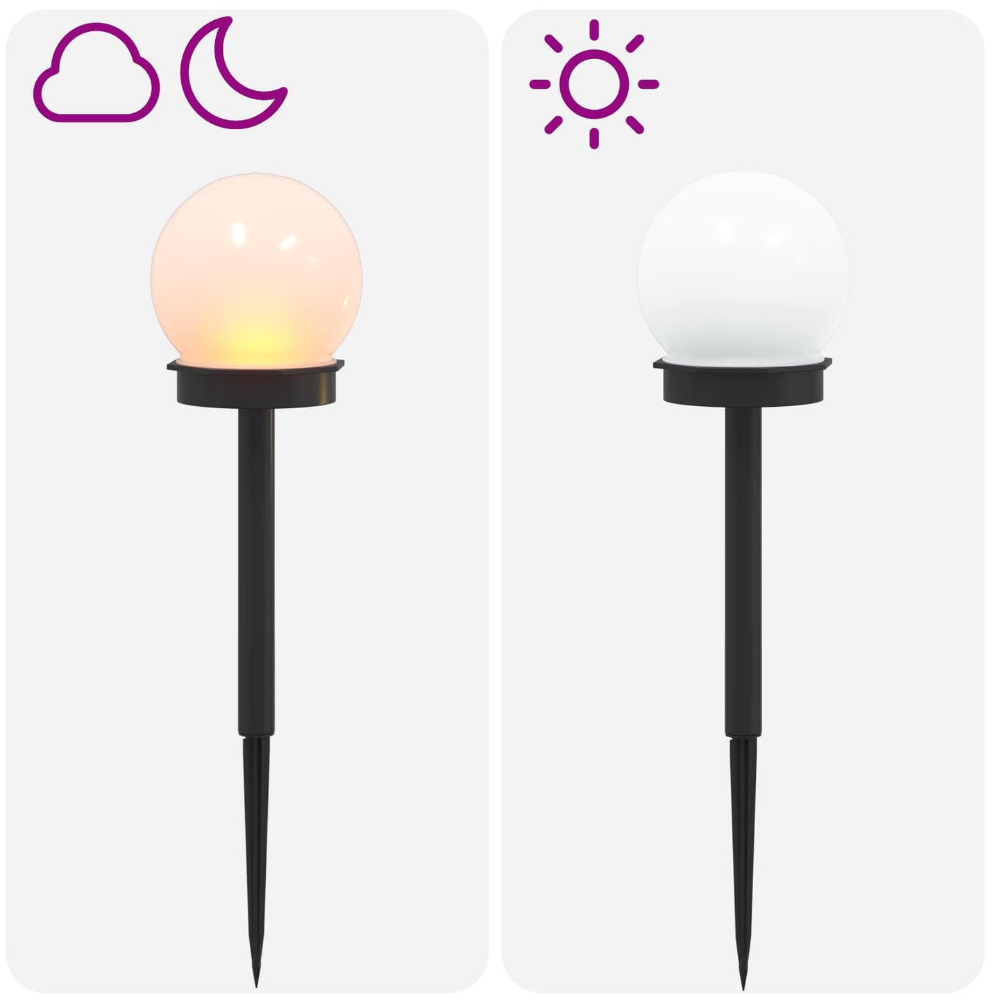 Utendørs sollys med bakkefeste 8 pcs Varmhvit 38,5 cm ABS