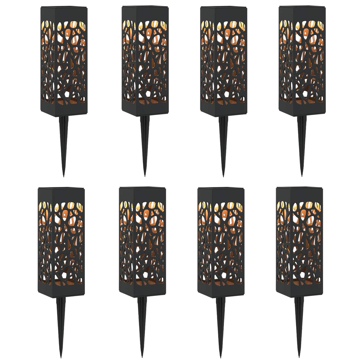 Utendørs sollys med bakkefeste 8 pcs Varmhvit 29 cm PP