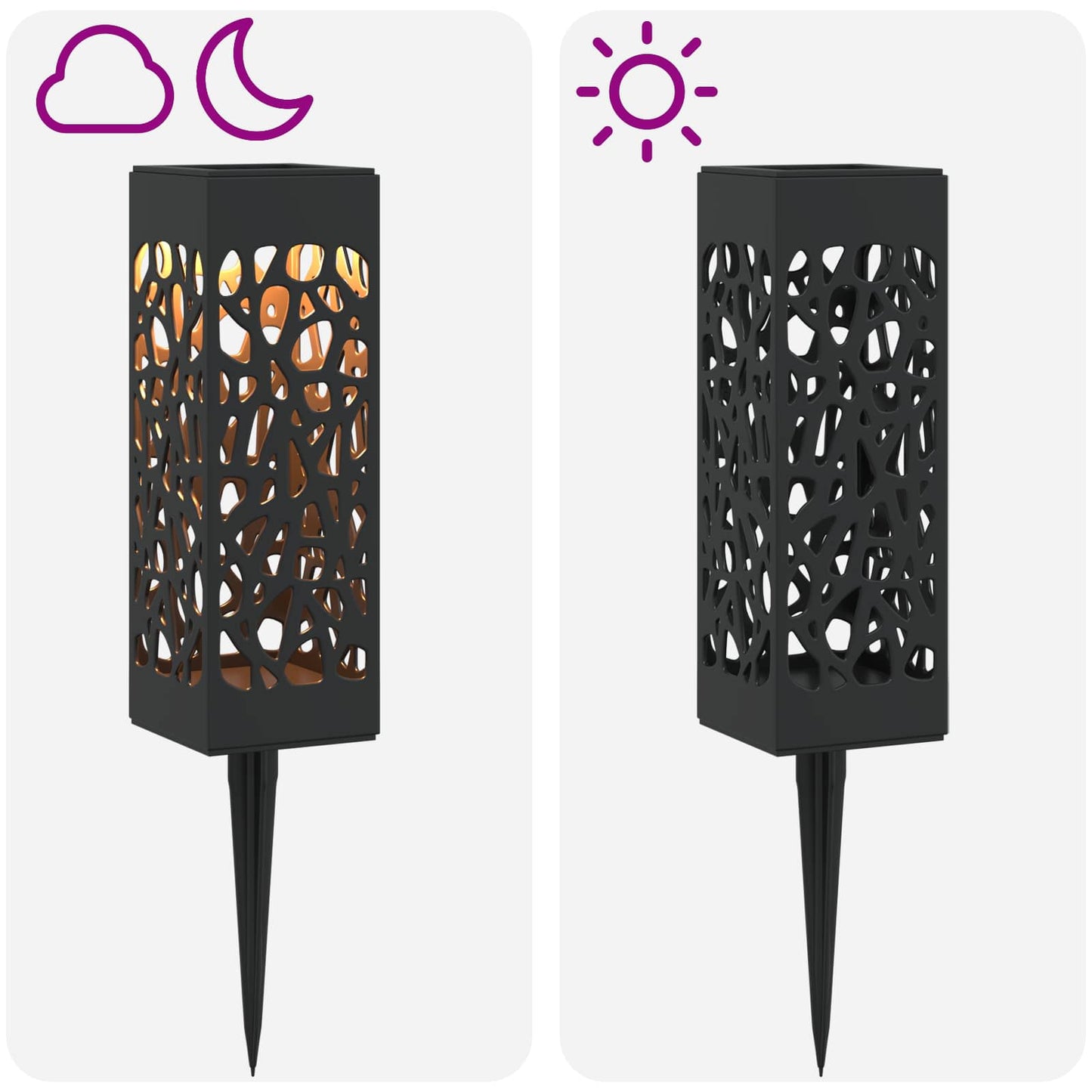 Utendørs sollys med bakkefeste 8 pcs Varmhvit 29 cm PP