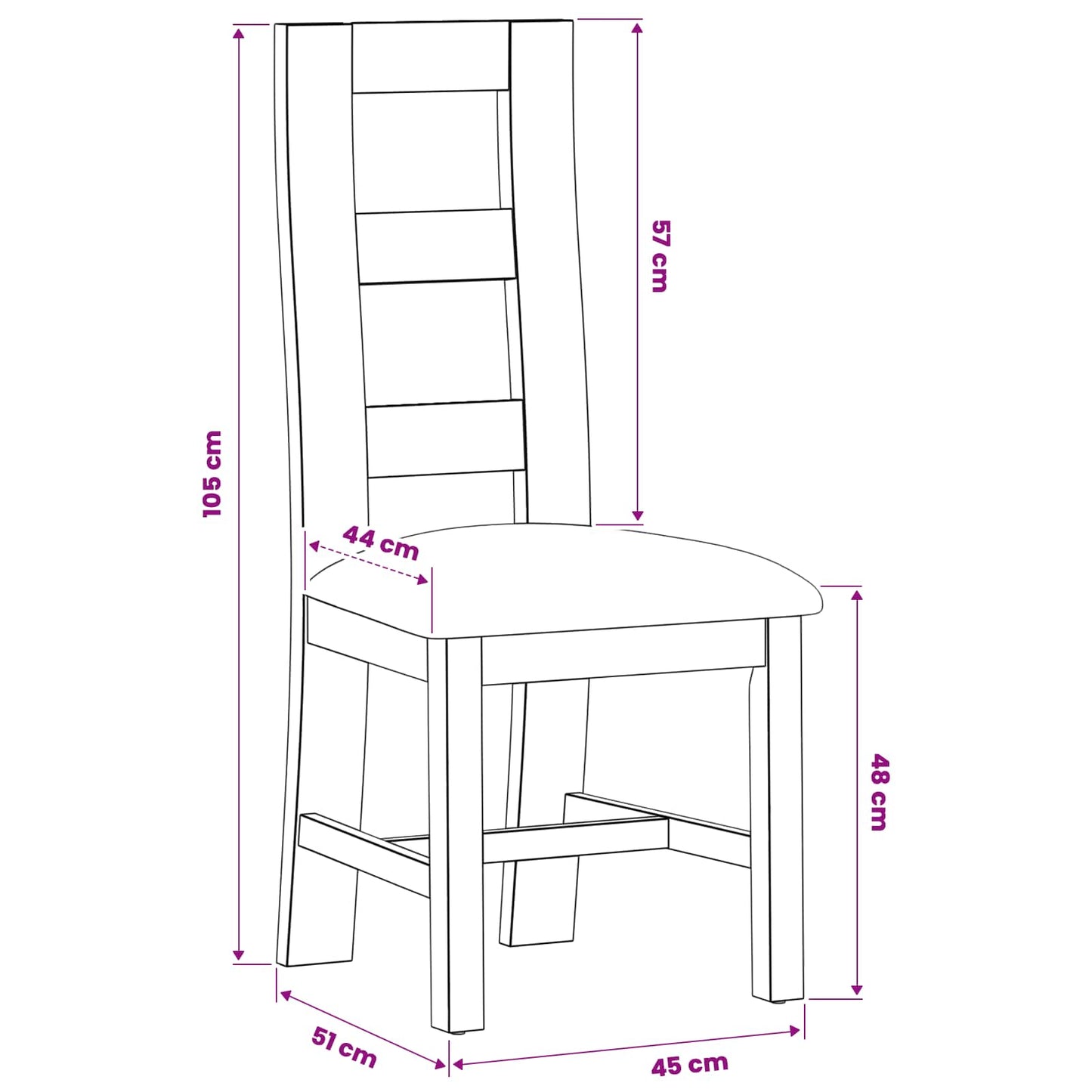 Spisestuestol 2 pcs Massivt Eiketre Beige 45 x 51 x 105 cm