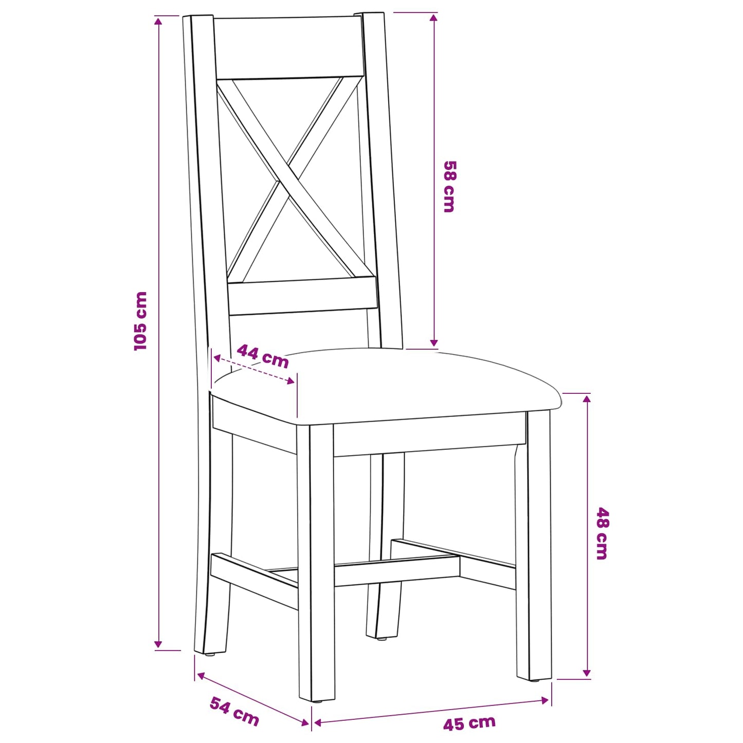 Spisestuestol 2 pcs Massivt Eiketre Beige 45 x 54 x 105 cm