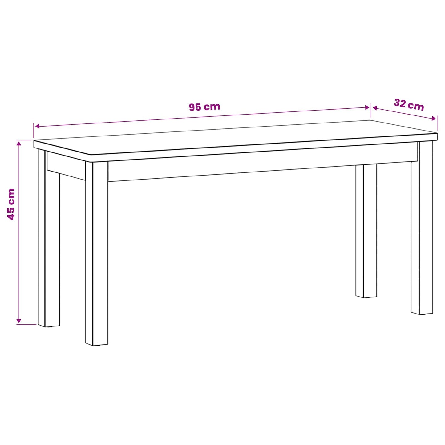 Spisebenk 95 x 32 x 45 cm Massivt Eiketre Naturlig