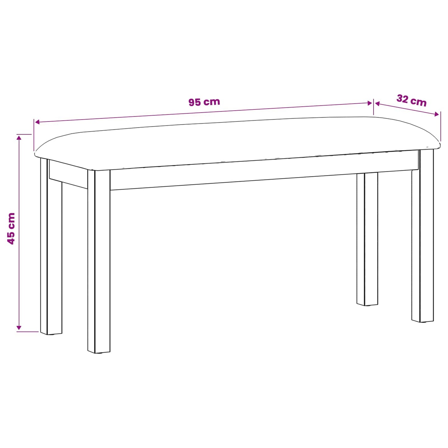 Spisebenk 95 x 32 x 45 cm Massivt Eiketre Grå
