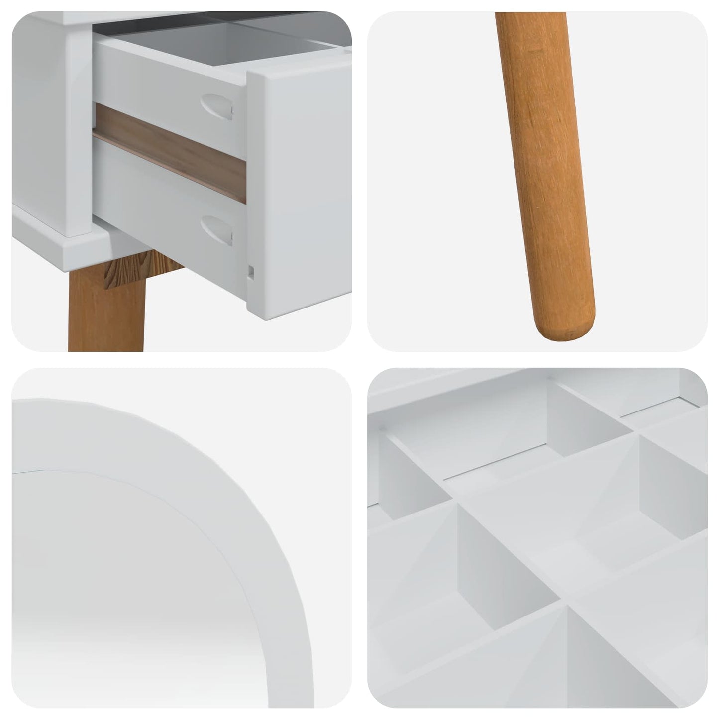 Sminkebordsett FAUSKE 2 pcs Hvit 76 x 50 x 143 cm
