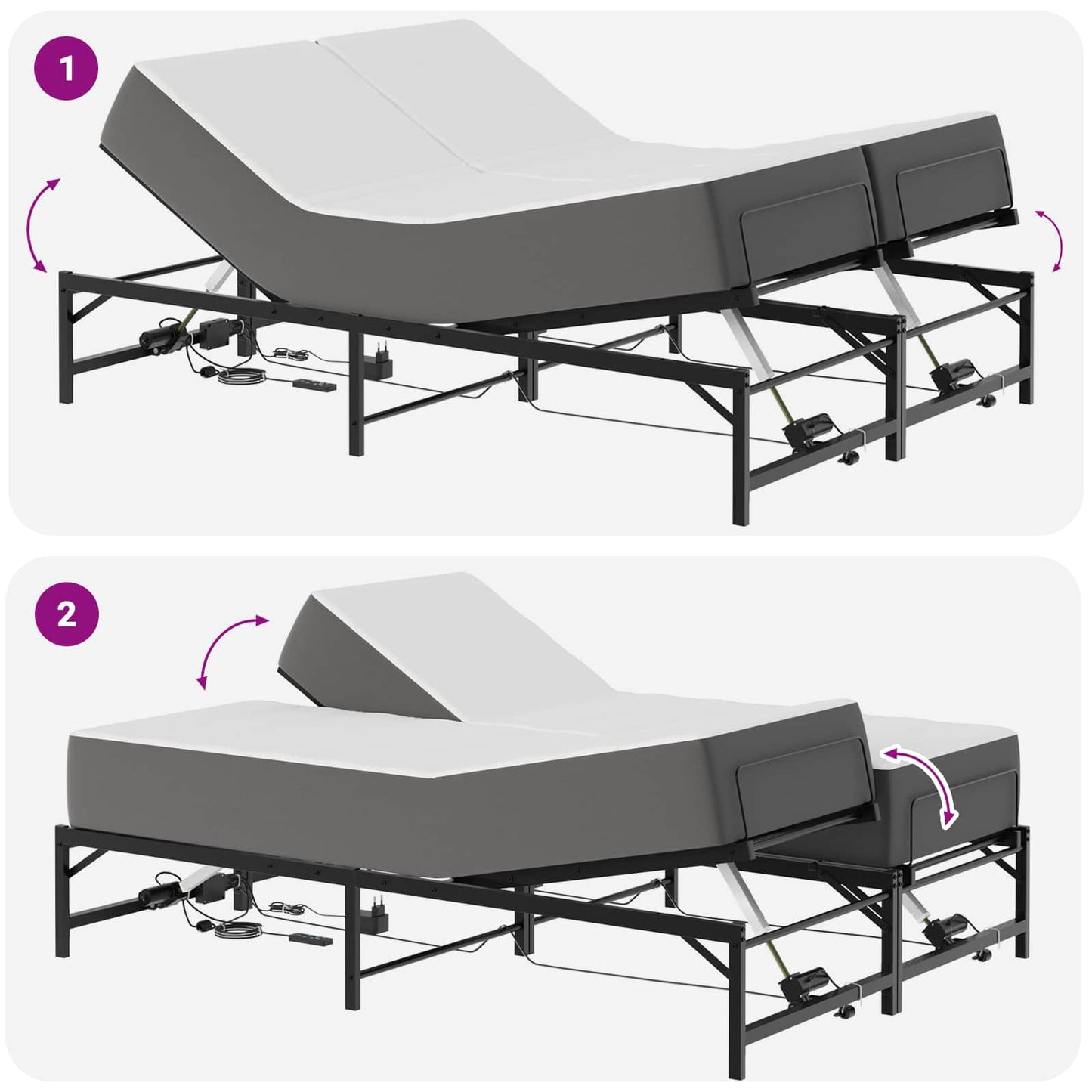 Elektrisk Justerbar Seng Ramme Svart 140 x 190 cm Stål