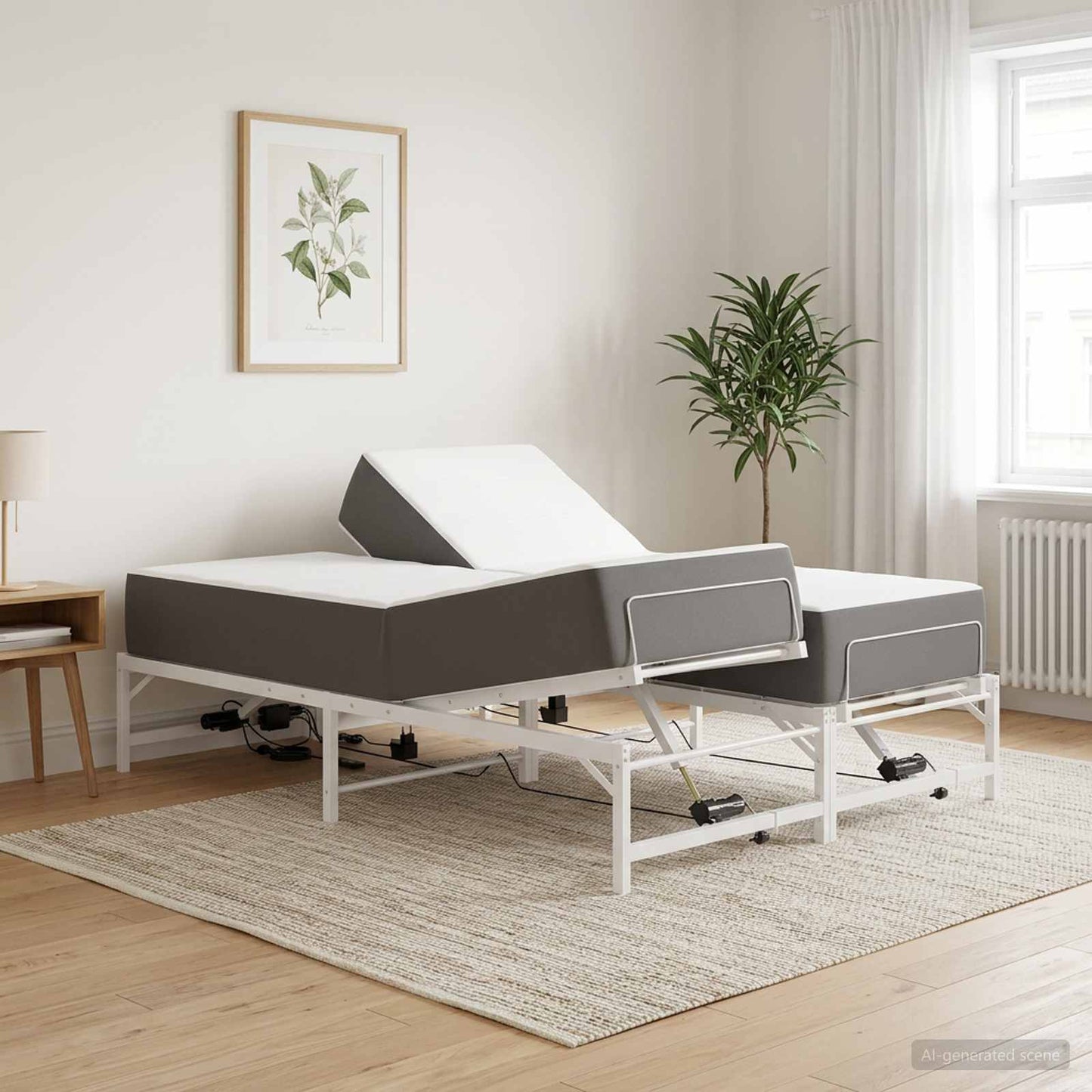 Elektrisk Justerbar Seng Ramme Hvit 140 x 190 cm Stål
