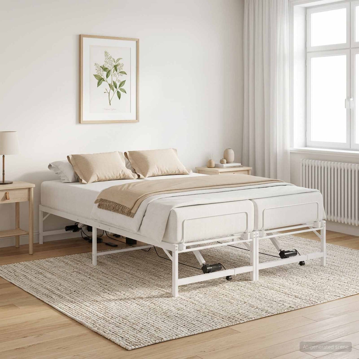 Elektrisk Justerbar Seng Ramme Hvit 140 x 190 cm Stål
