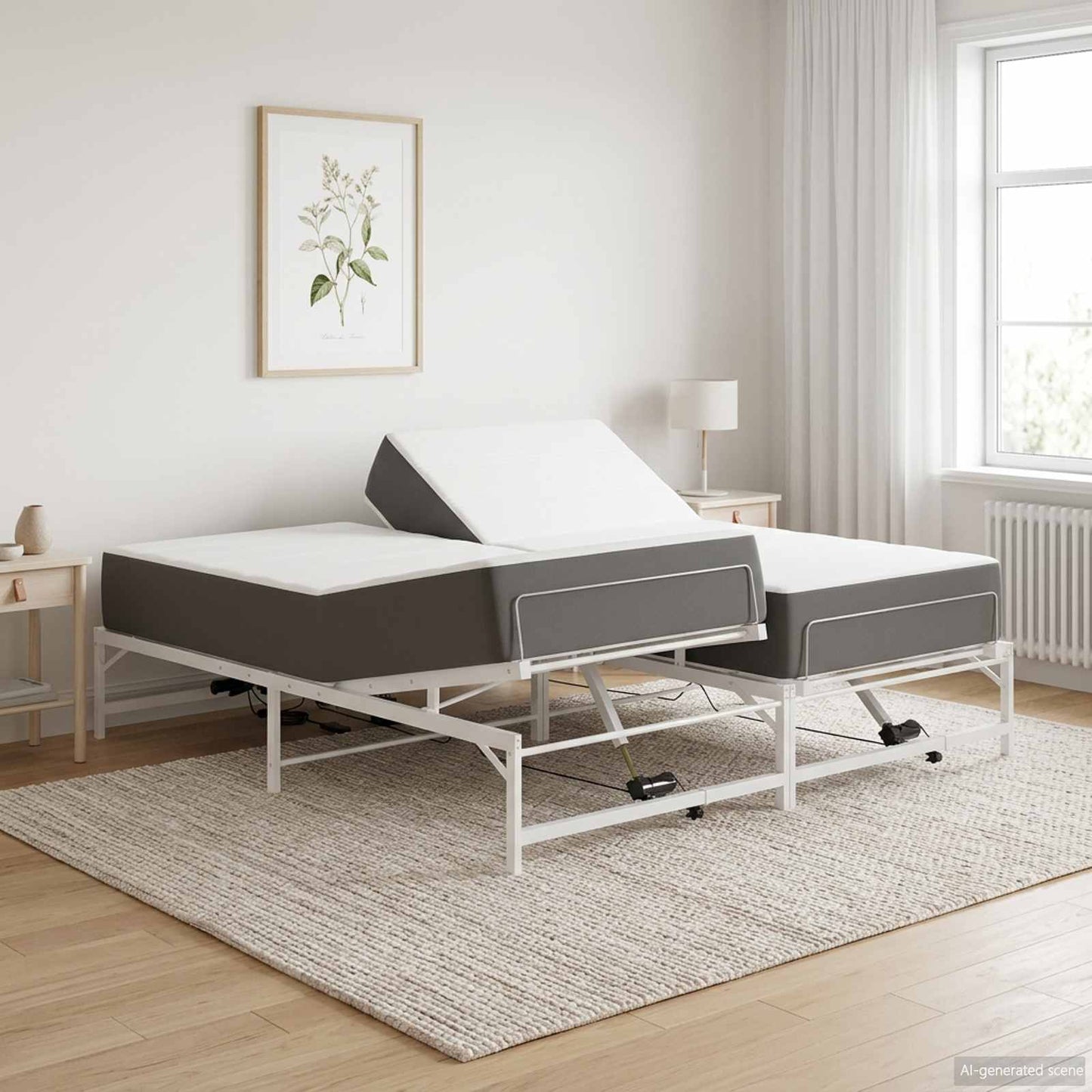 Elektrisk Justerbar Seng Ramme Hvit 160 x 200 cm Stål