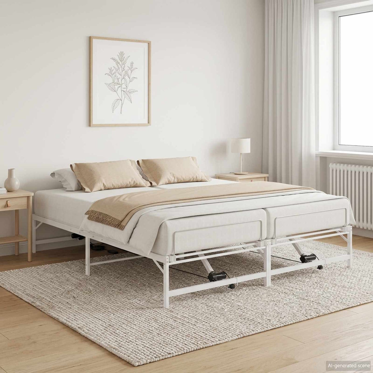 Elektrisk Justerbar Seng Ramme Hvit 160 x 200 cm Stål