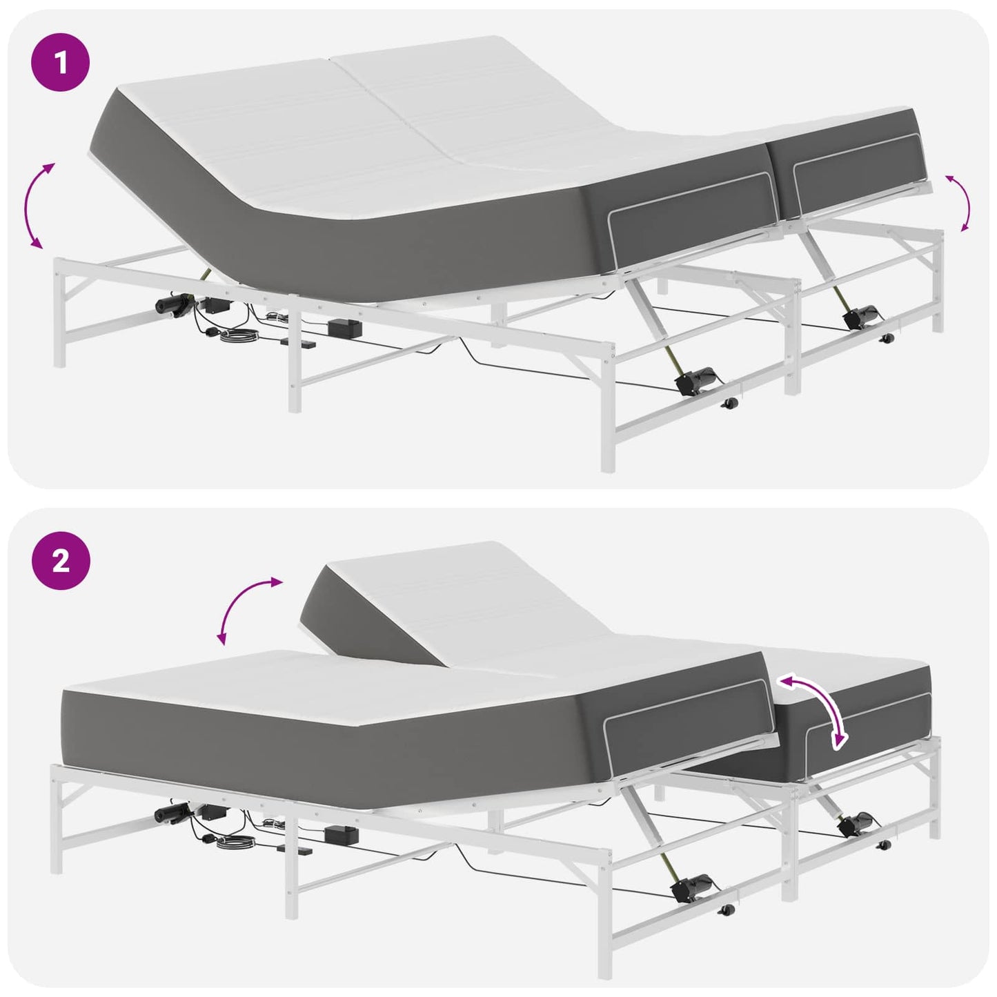 Elektrisk Justerbar Seng Ramme Hvit 160 x 200 cm Stål