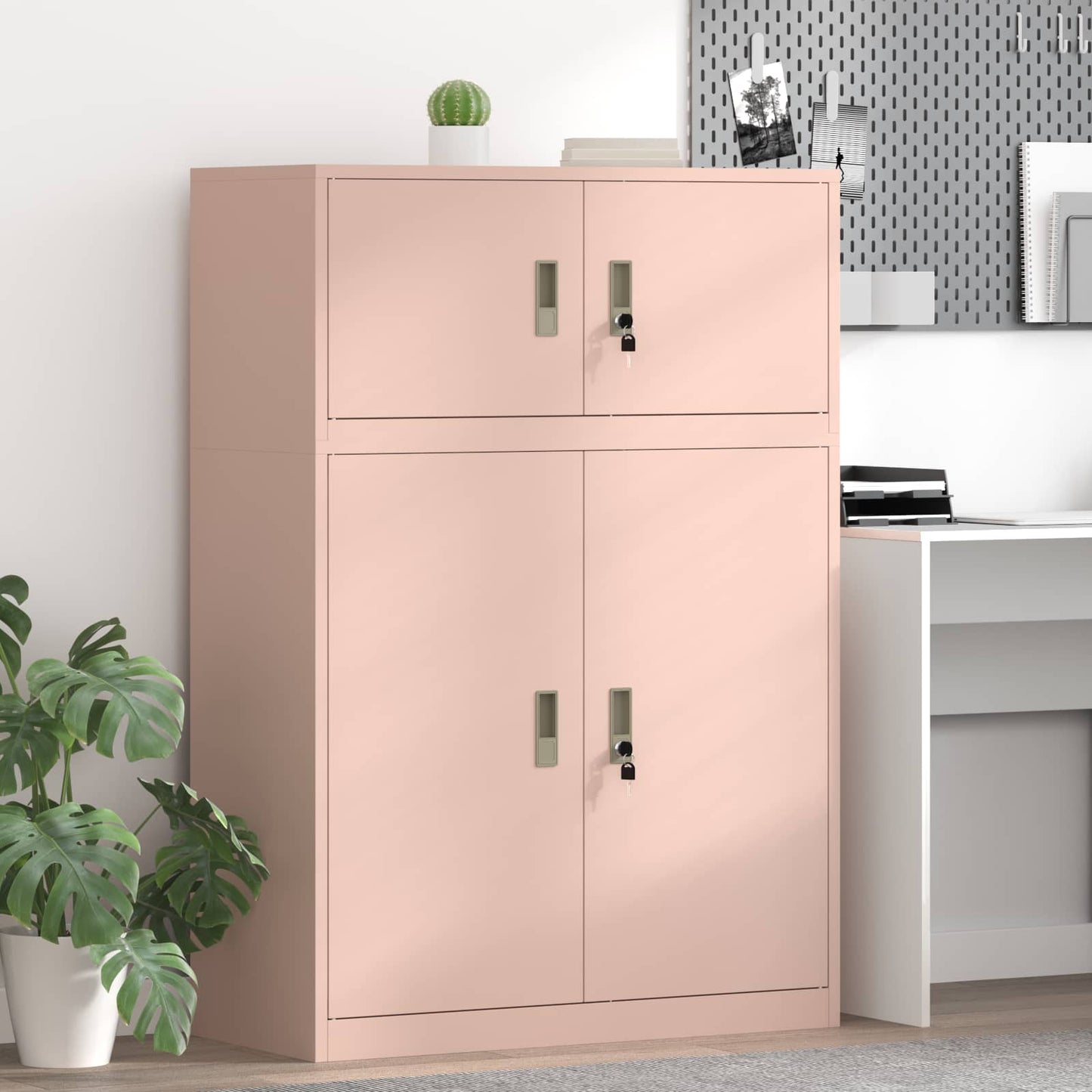 Oppbevaringsskap 2 stk. Rosa 90 x 40 x 130 cm Stål Låsbar