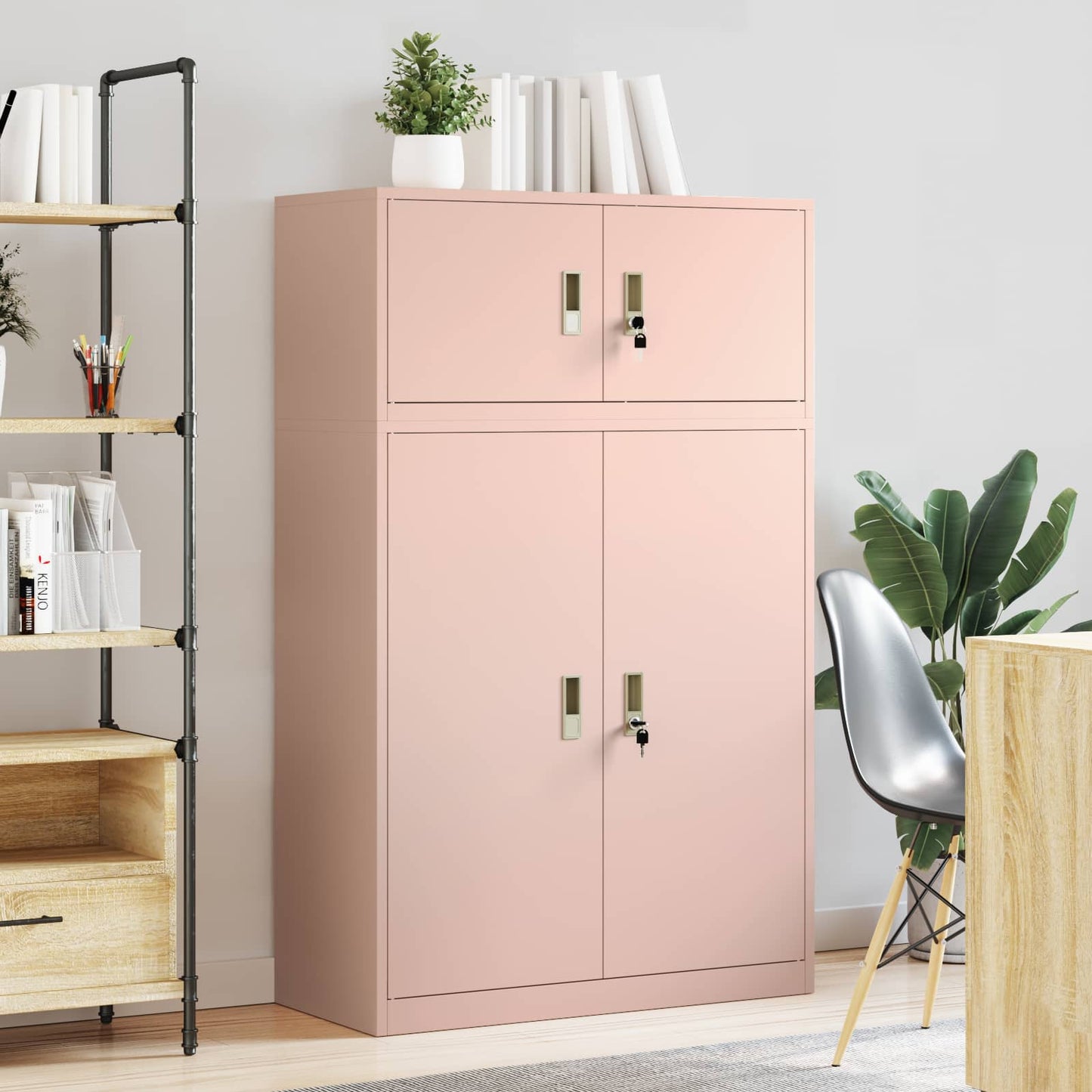 Oppbevaringsskap 2 stk. Rosa 90 x 40 x 145 cm Stål Låsbar