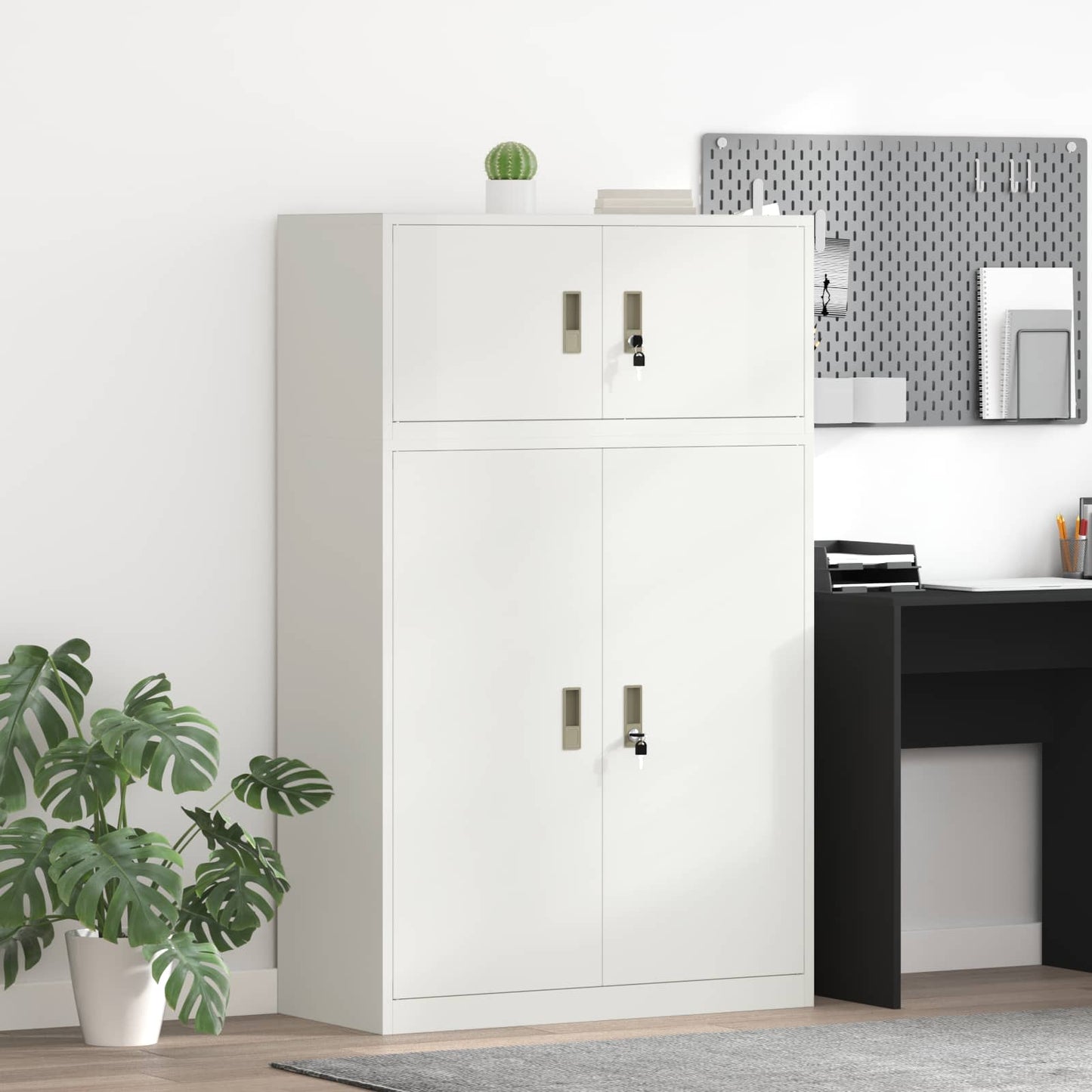 Oppbevaringsskap 2 stk. Hvit 90 x 40 x 145 cm Stål Låsbar