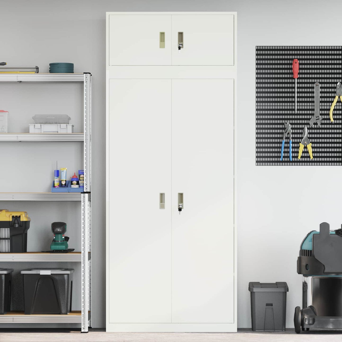 Oppbevaringsskap 2 stk. Hvit 90 x 40 x 220 cm Stål Låsbar