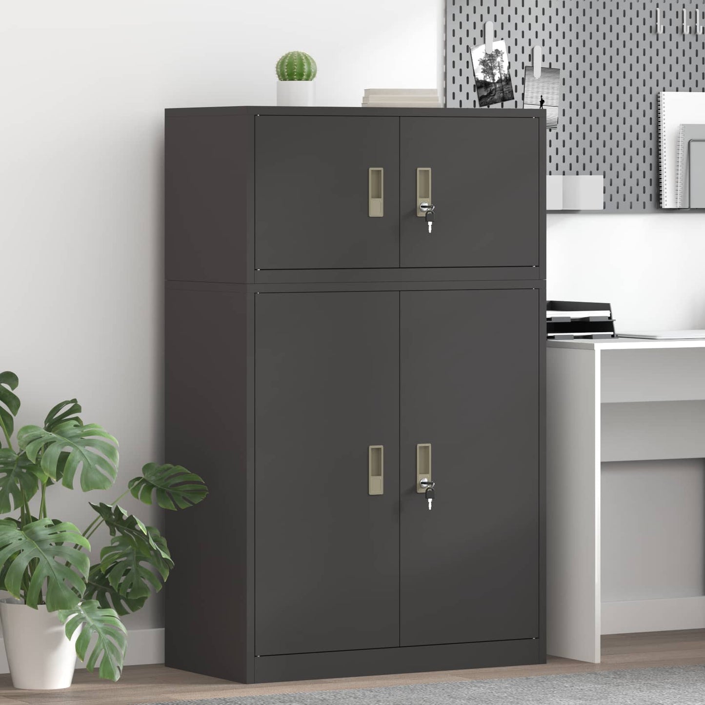 Oppbevaringsskap 2 stk. Svart 80 x 40 x 130 cm Stål Låsbar