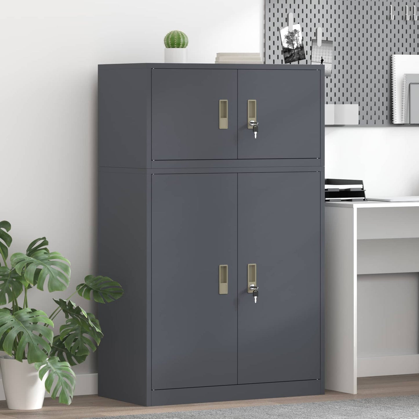 Oppbevaringsskap 2 stk. Antrasitt 80 x 40 x 130 cm Stål Låsbar